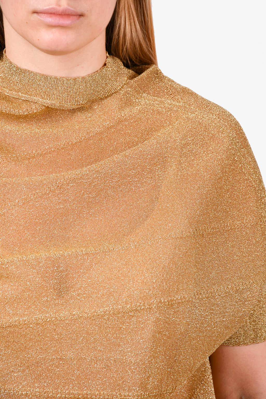 Junya Watanabe Comme des Garcon Gold Shimmer Sheer Top Size S
