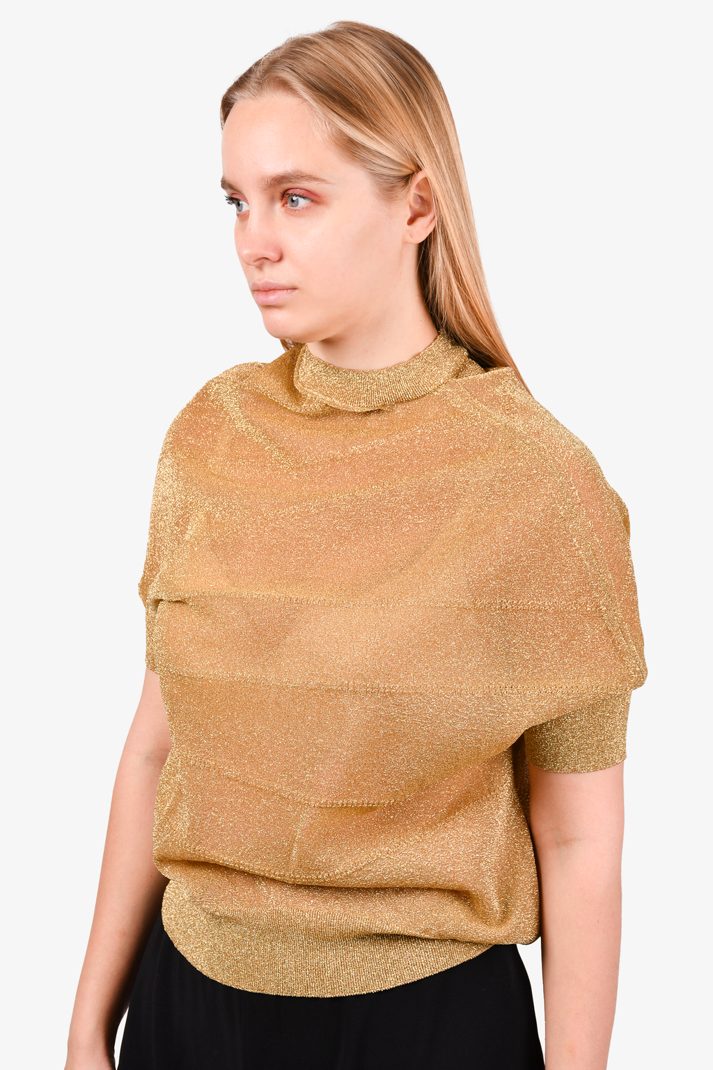 Junya Watanabe Comme des Garcon Gold Shimmer Sheer Top Size S