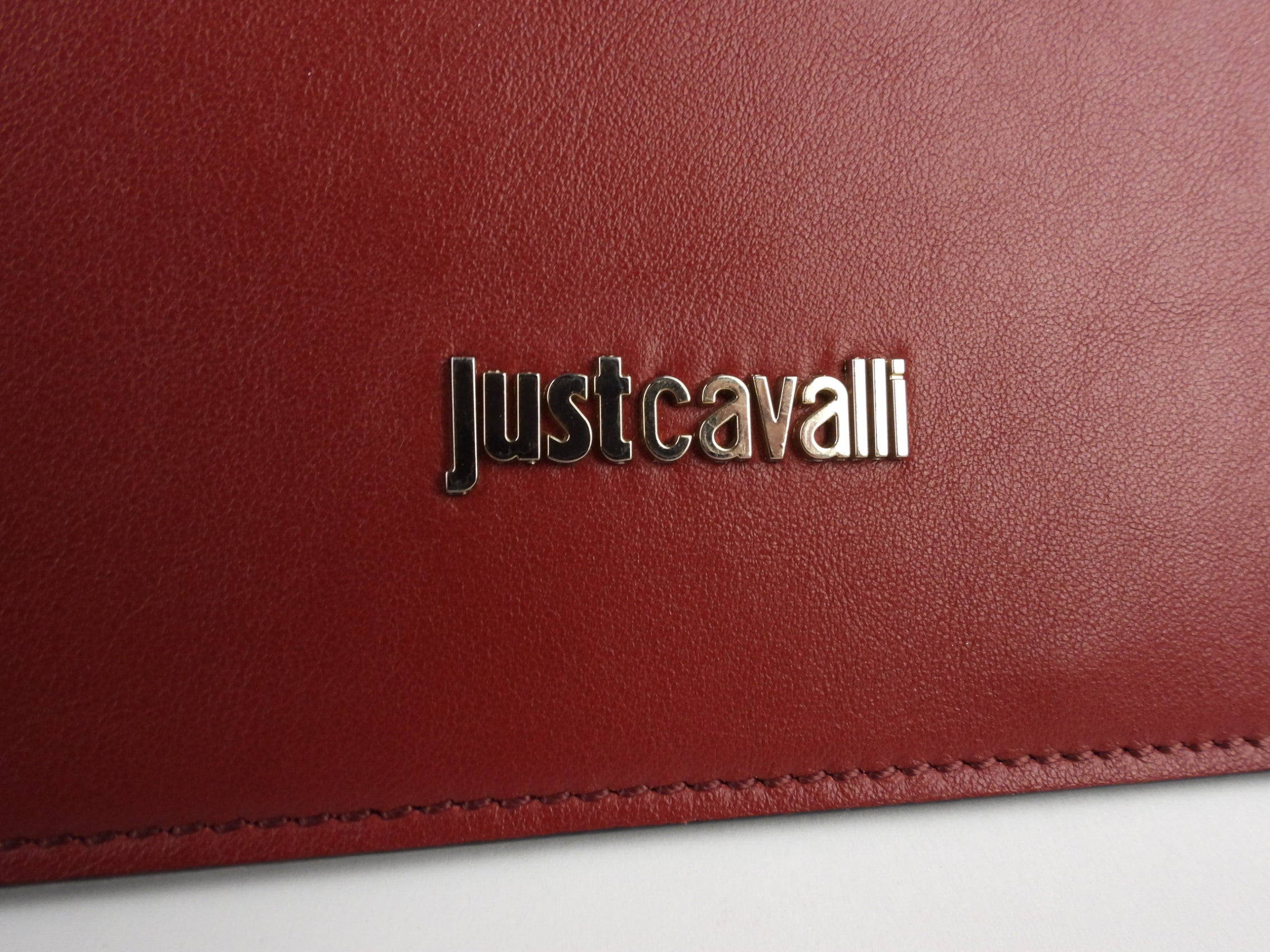 Just Cavalli Red Leather Shoulder Pouch