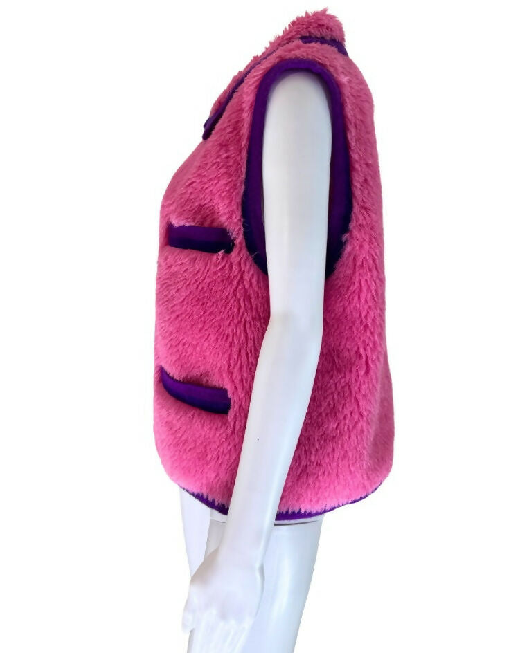 Chanel Vintage 1994 Faux Alpaca Vest- Rare Pink & Purple