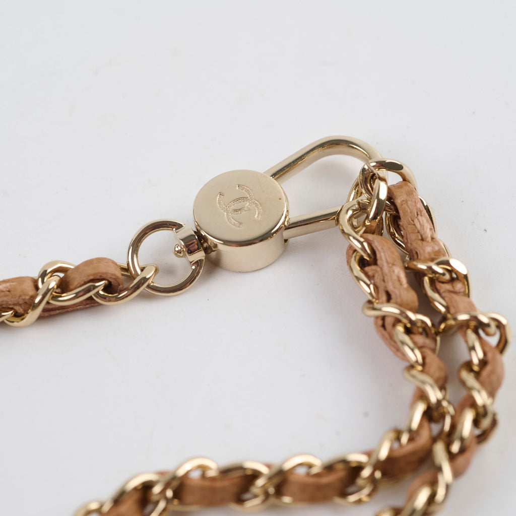 Chanel 23P Classic Clutch With Chain Belt Waist Bag Dark Beige