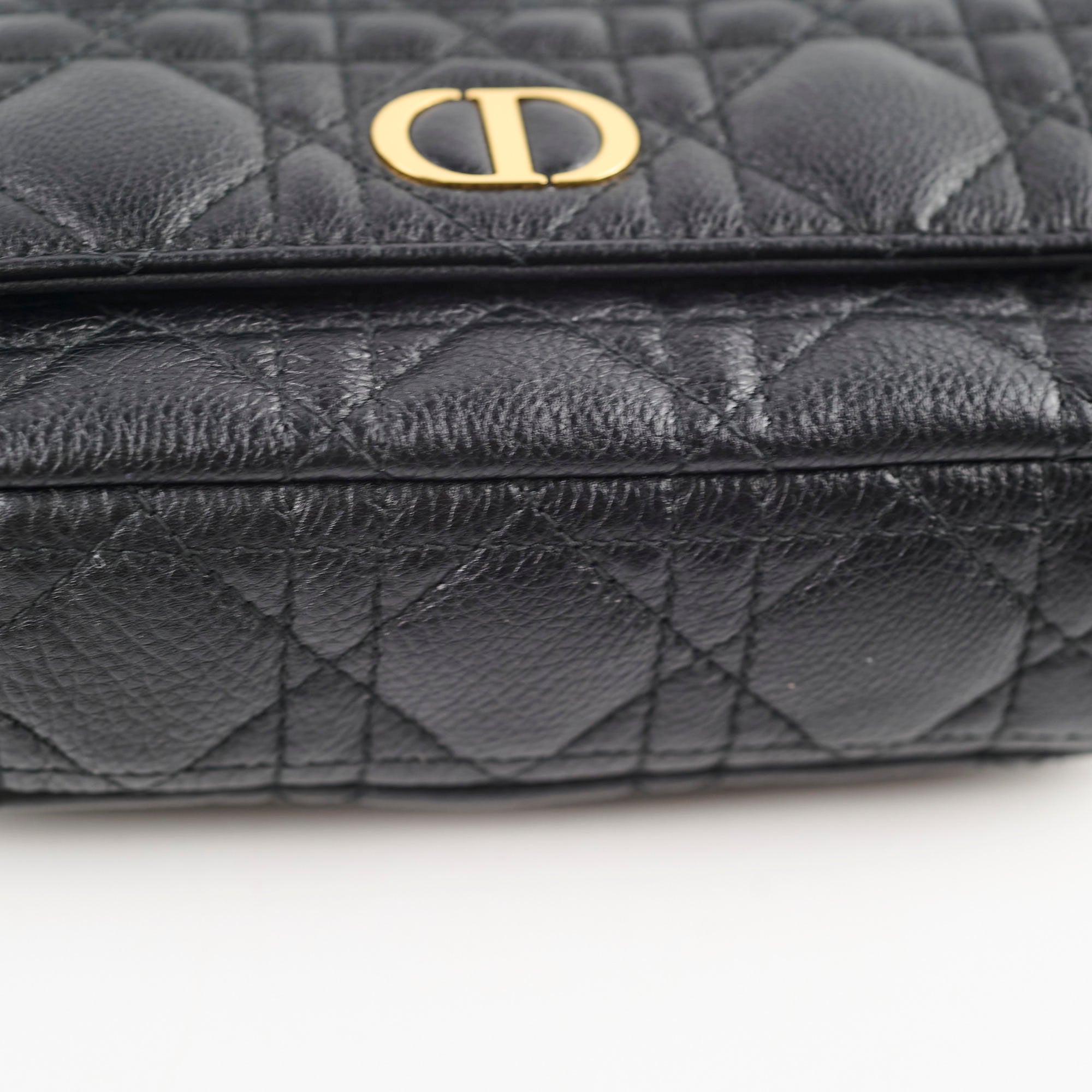 Christian Dior Caro Pouch With Chain & Strap Black