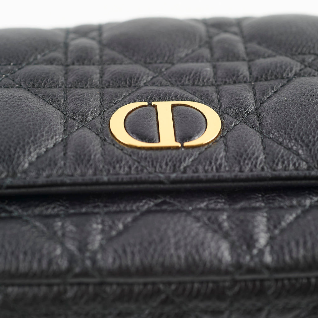 Christian Dior Caro Pouch With Chain & Strap Black