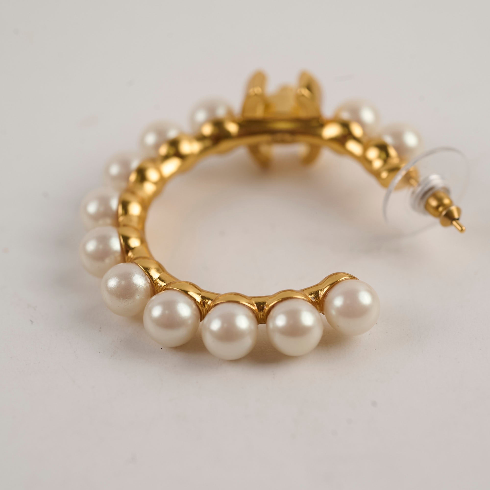 Chanel Multi Pearl Hoop Earrings