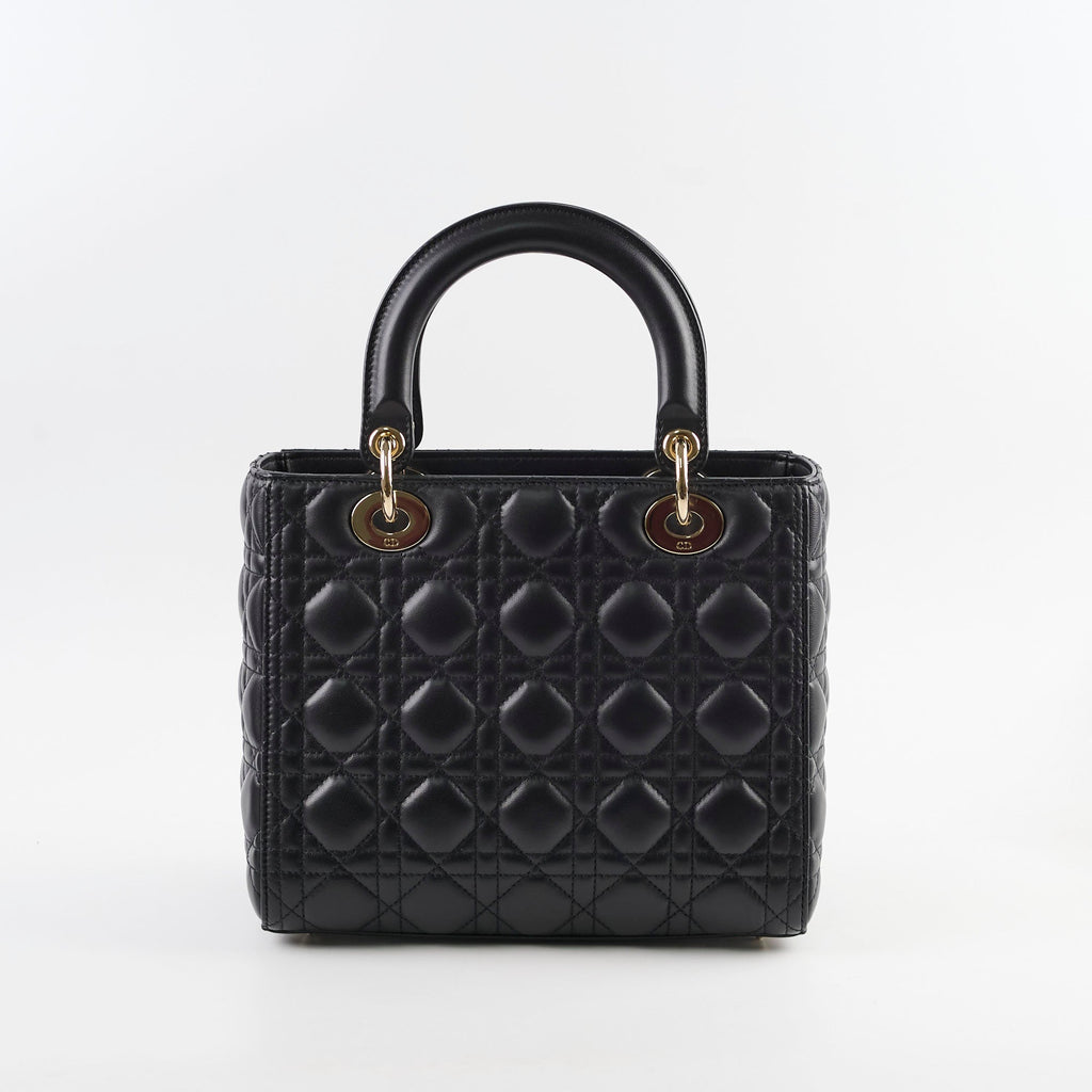 Christian Dior Medium Lambskin Lady Dior Black