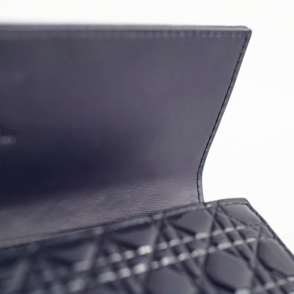 Christian Dior Wallet On Chain WOC Patent Dark Navy