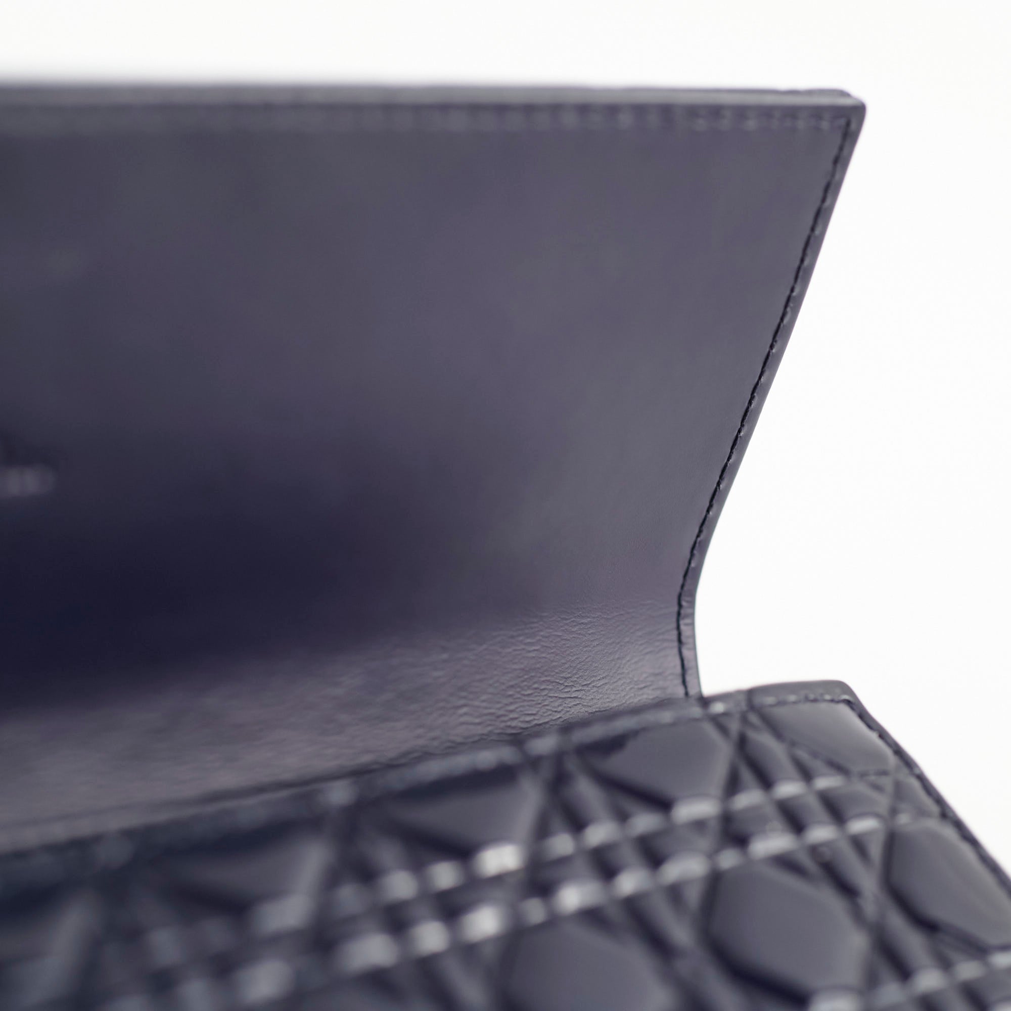 Christian Dior Wallet On Chain WOC Patent Dark Navy