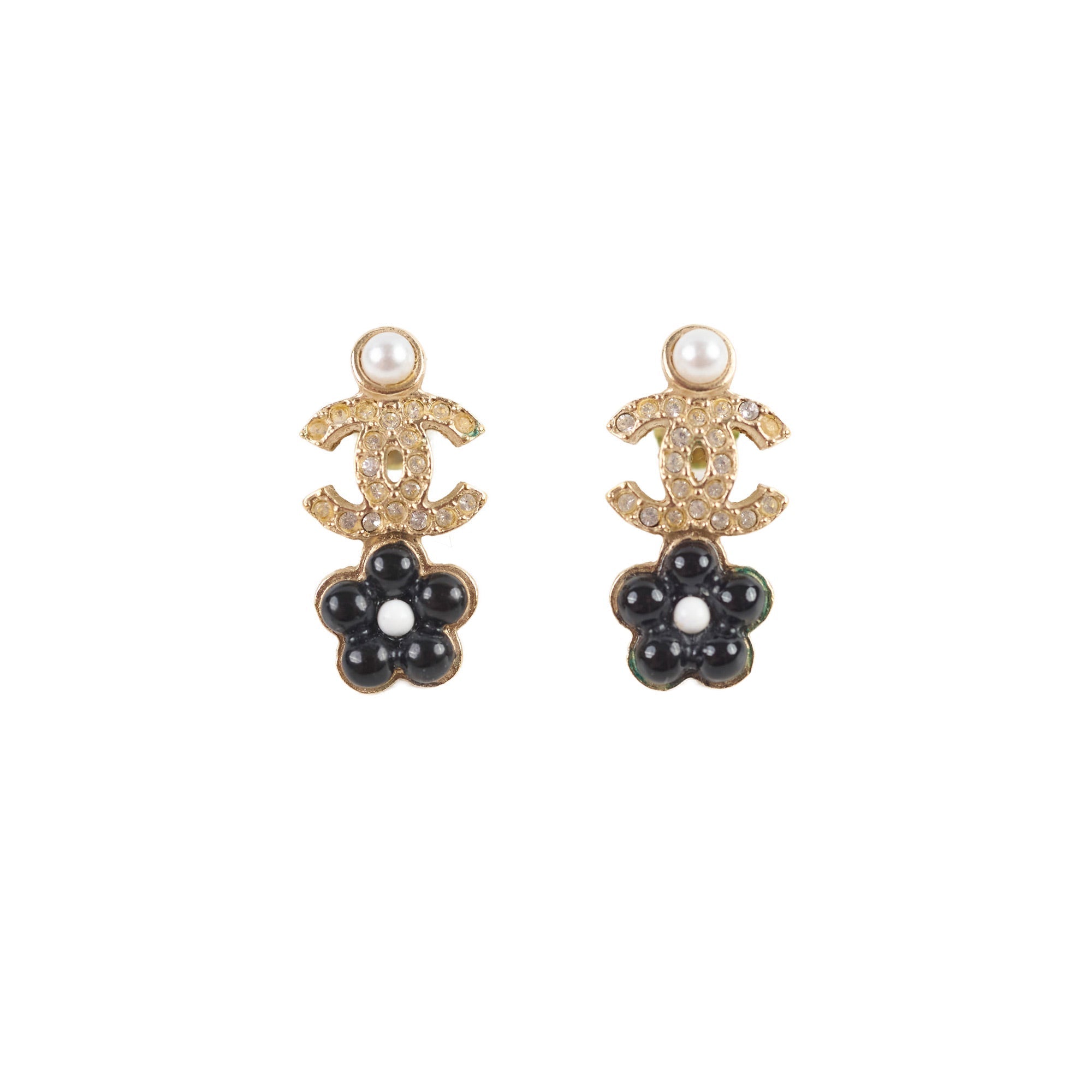 Chanel CC Flower Earrings Costume Jewellery