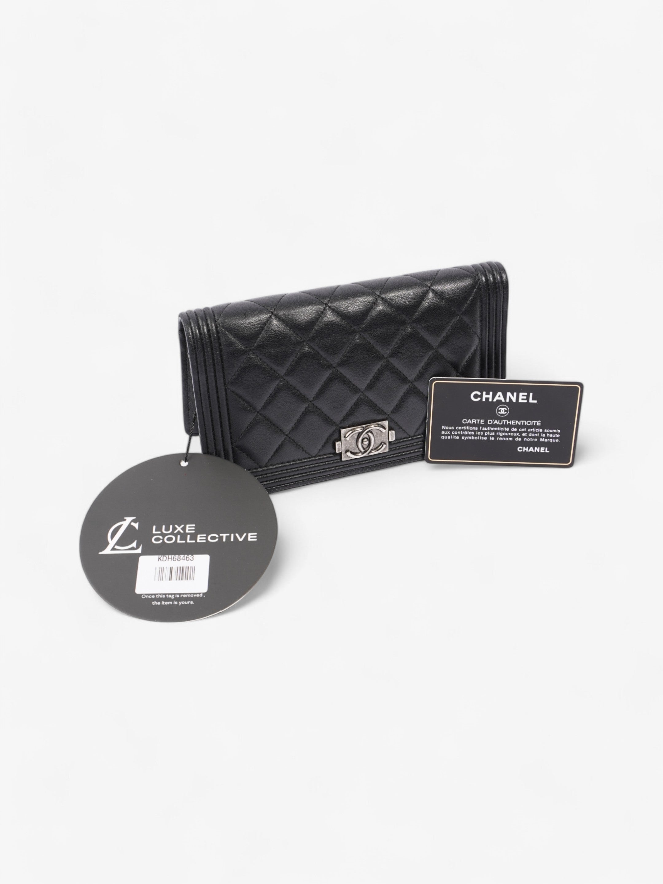 Chanel Boy Wallet Black Lambskin Leather