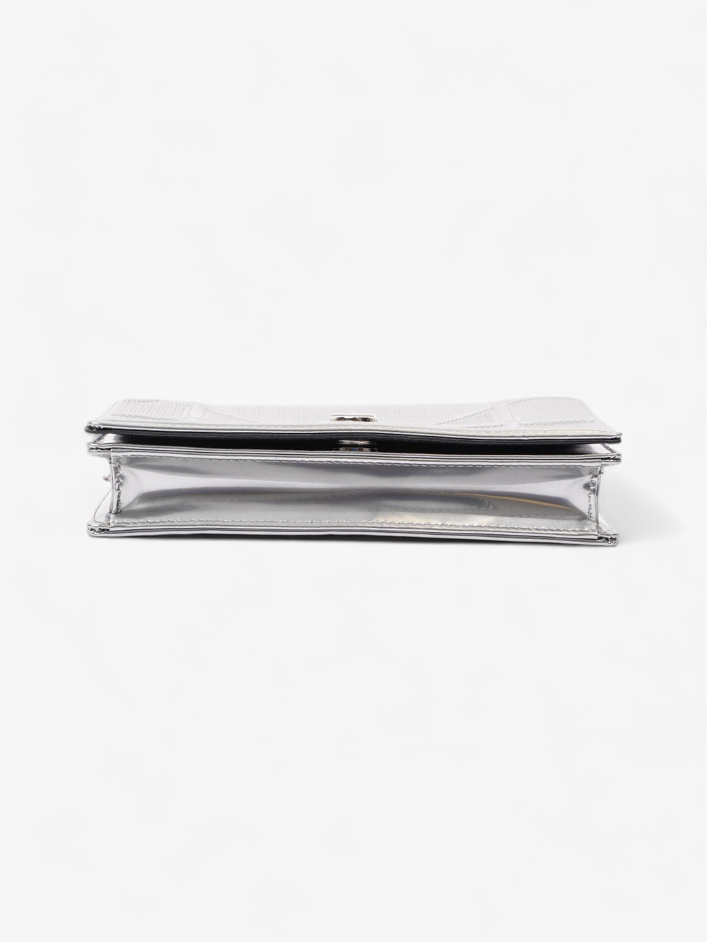 Diorama Wallet On Chain  Silver Patent Leather