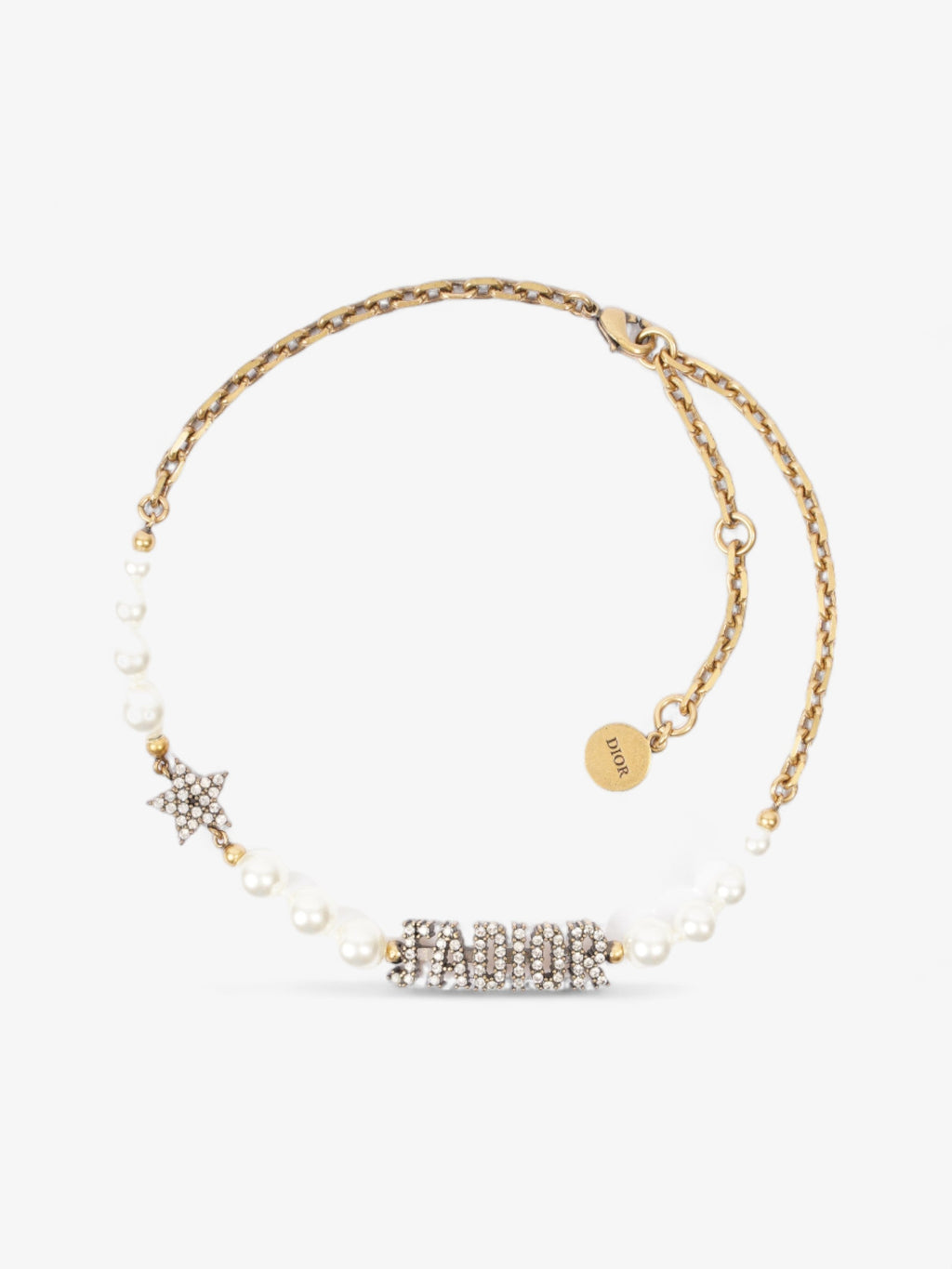 Christian Dior J'ADIOR Crystal And Pearl Choker Gold / Pearl Base Metal