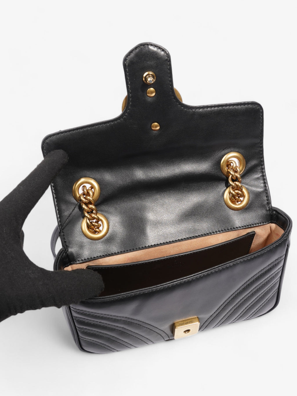 Gucci GG Marmont Black Matelasse Leather Mini