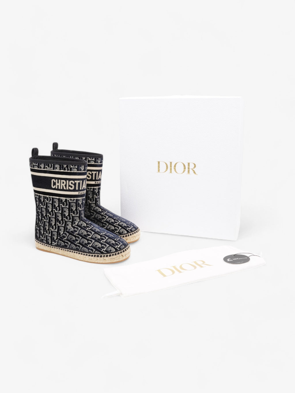 Christian Dior Granville Boots Deep Blue Oblique Velvet EU 37 UK 4