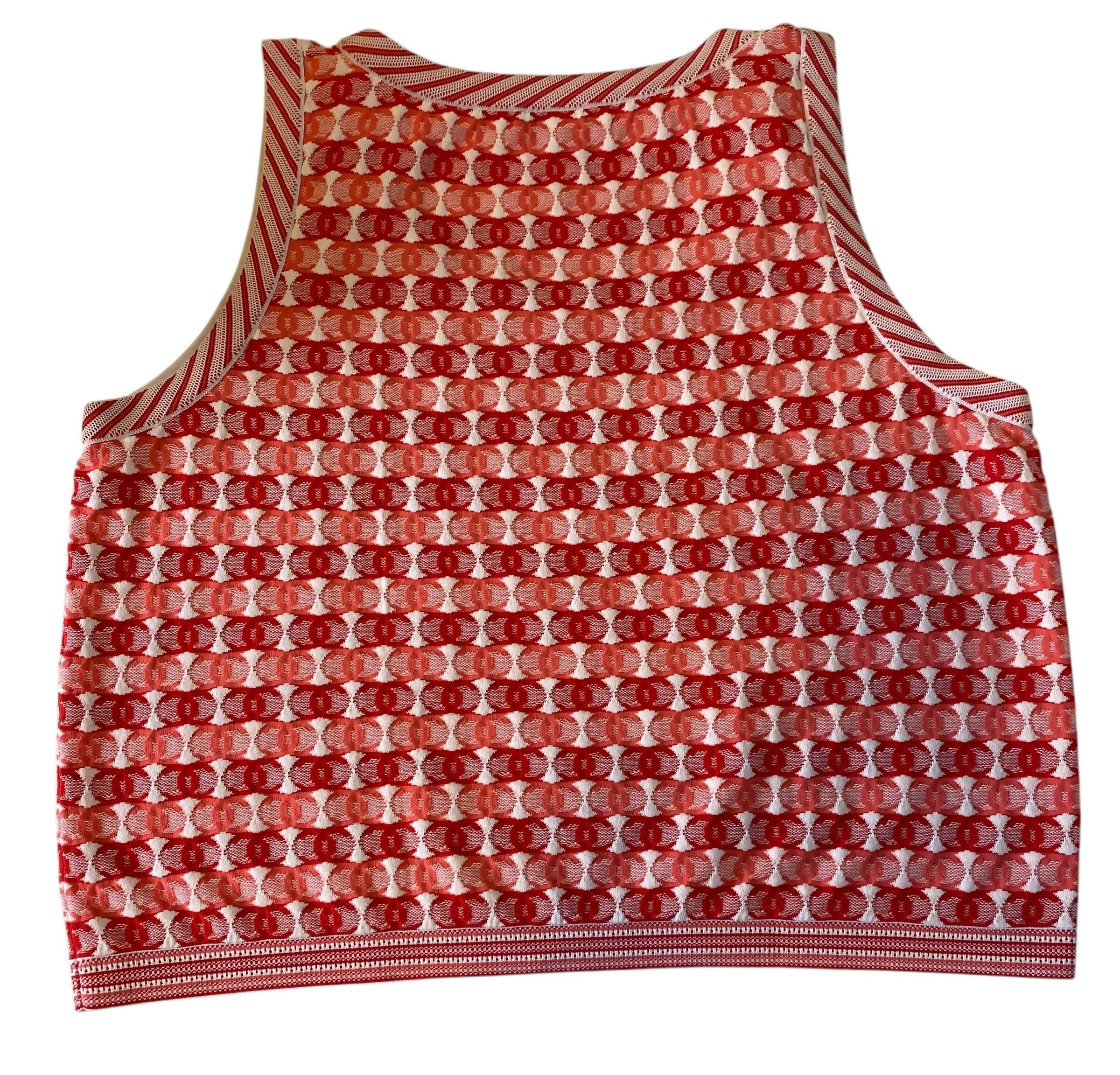 Chanel 19P CC Logo Sleeveless Crop Top Blouse FR 42