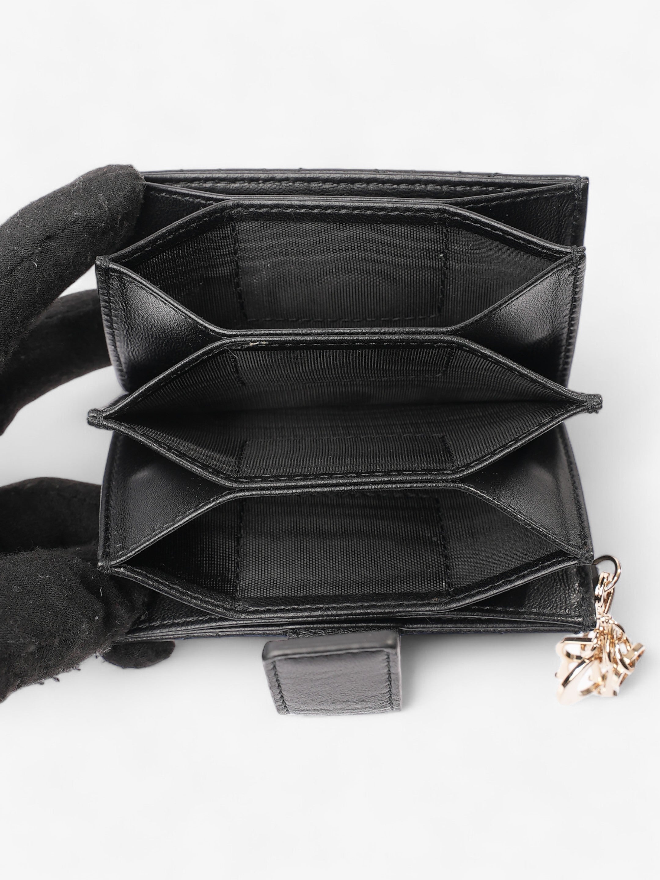 Christian Dior Lady Dior Jasmine  Holder Black Lambskin Leather