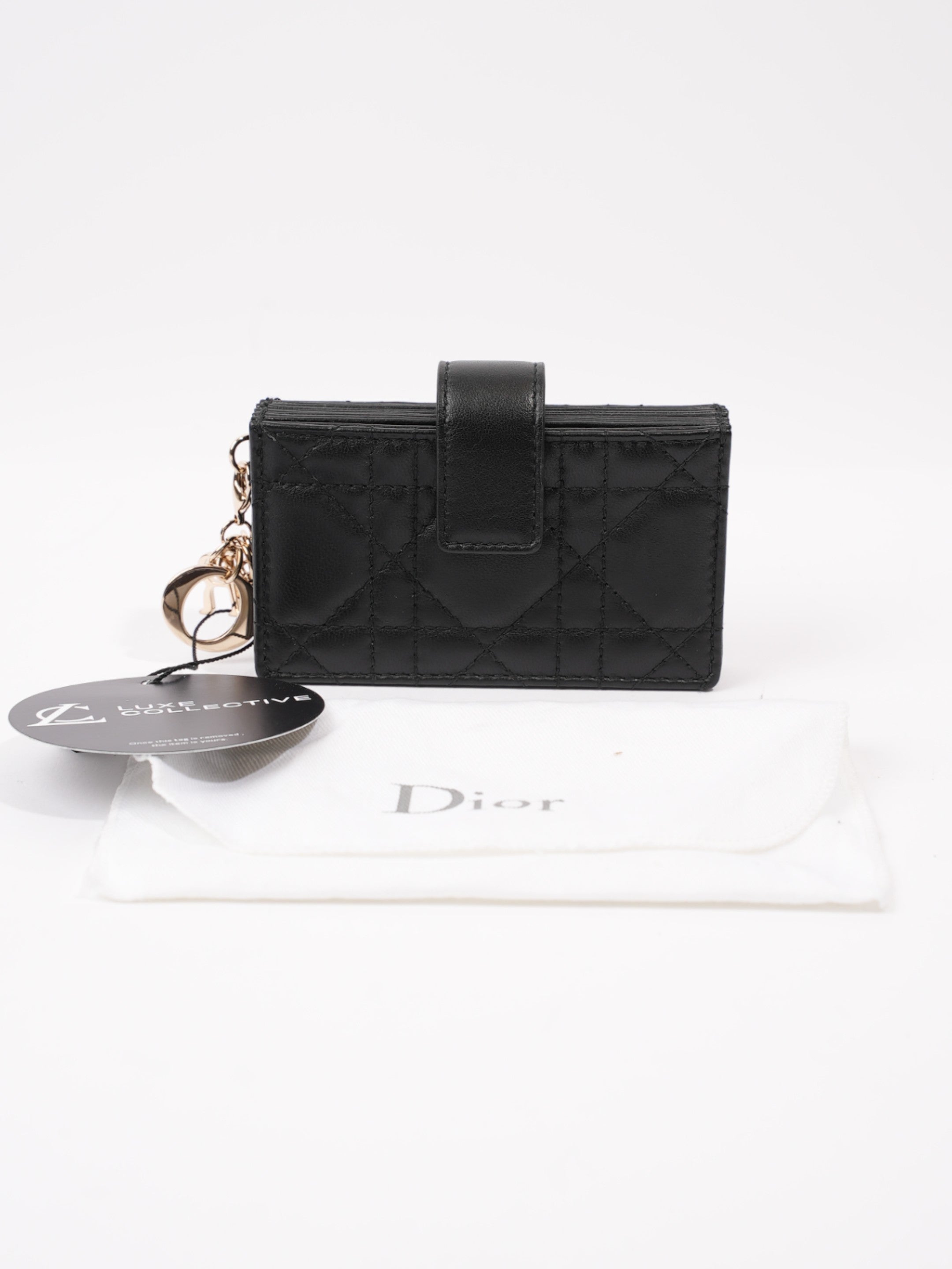 Christian Dior Lady Dior Jasmine  Holder Black Lambskin Leather