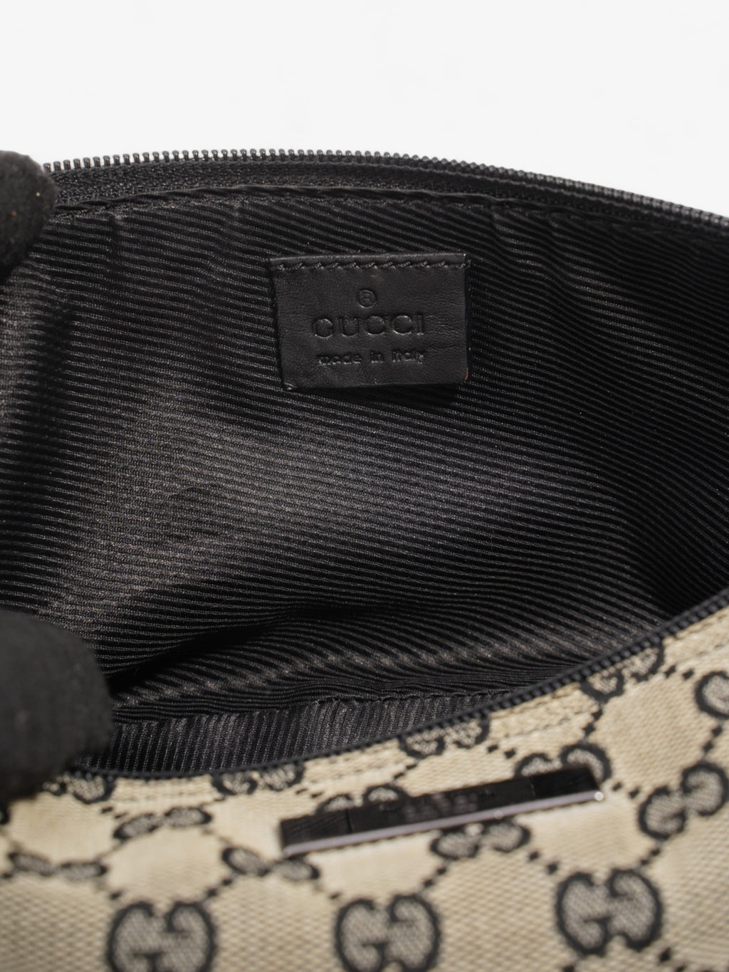 Gucci Boat Pochette GG Supreme / Black Coated Canvas