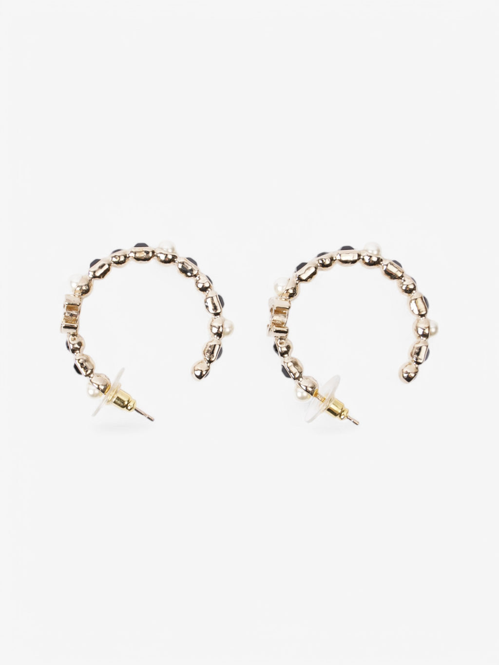 Chanel CC Hoops Gold / Black / Pearl Base Metal