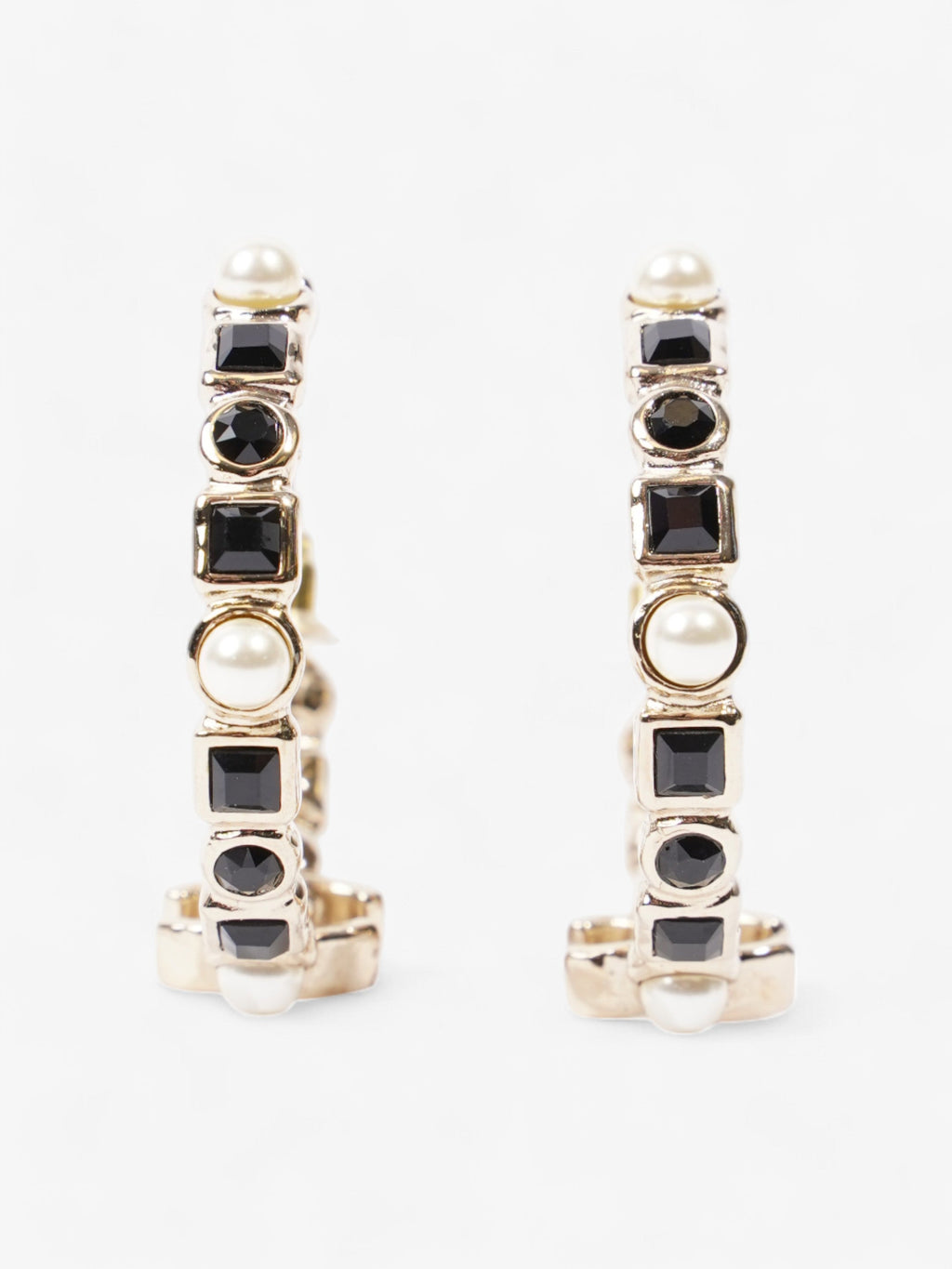 Chanel CC Hoops Gold / Black / Pearl Base Metal