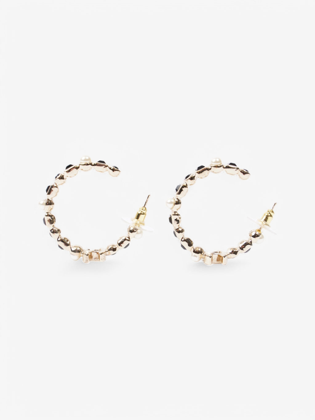 Chanel CC Hoops Gold / Black / Pearl Base Metal