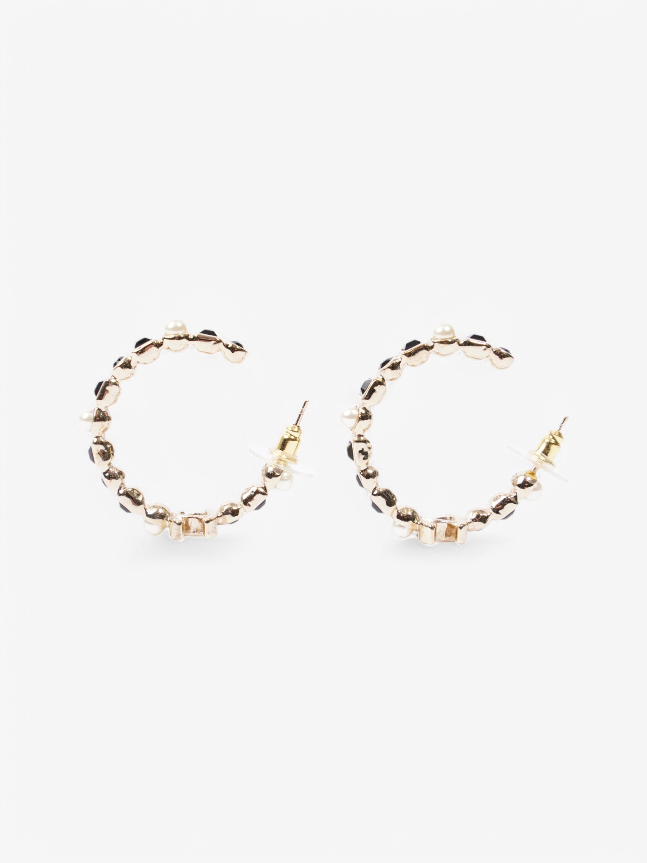 Chanel CC Hoops Gold / Black / Pearl Base Metal