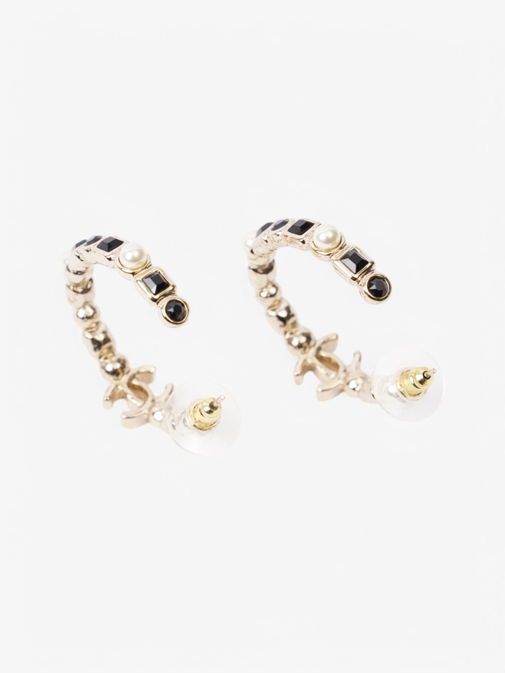 Chanel CC Hoops Gold / Black / Pearl Base Metal