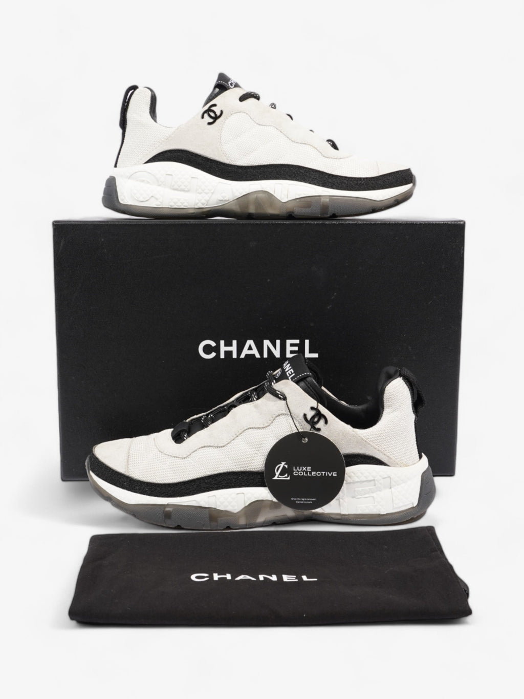 Chanel CC Logo Sneakers  White / Black Mesh EU 38.5 UK 5.5