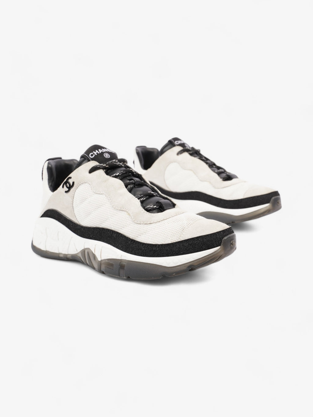 Chanel CC Logo Sneakers  White / Black Mesh EU 38.5 UK 5.5