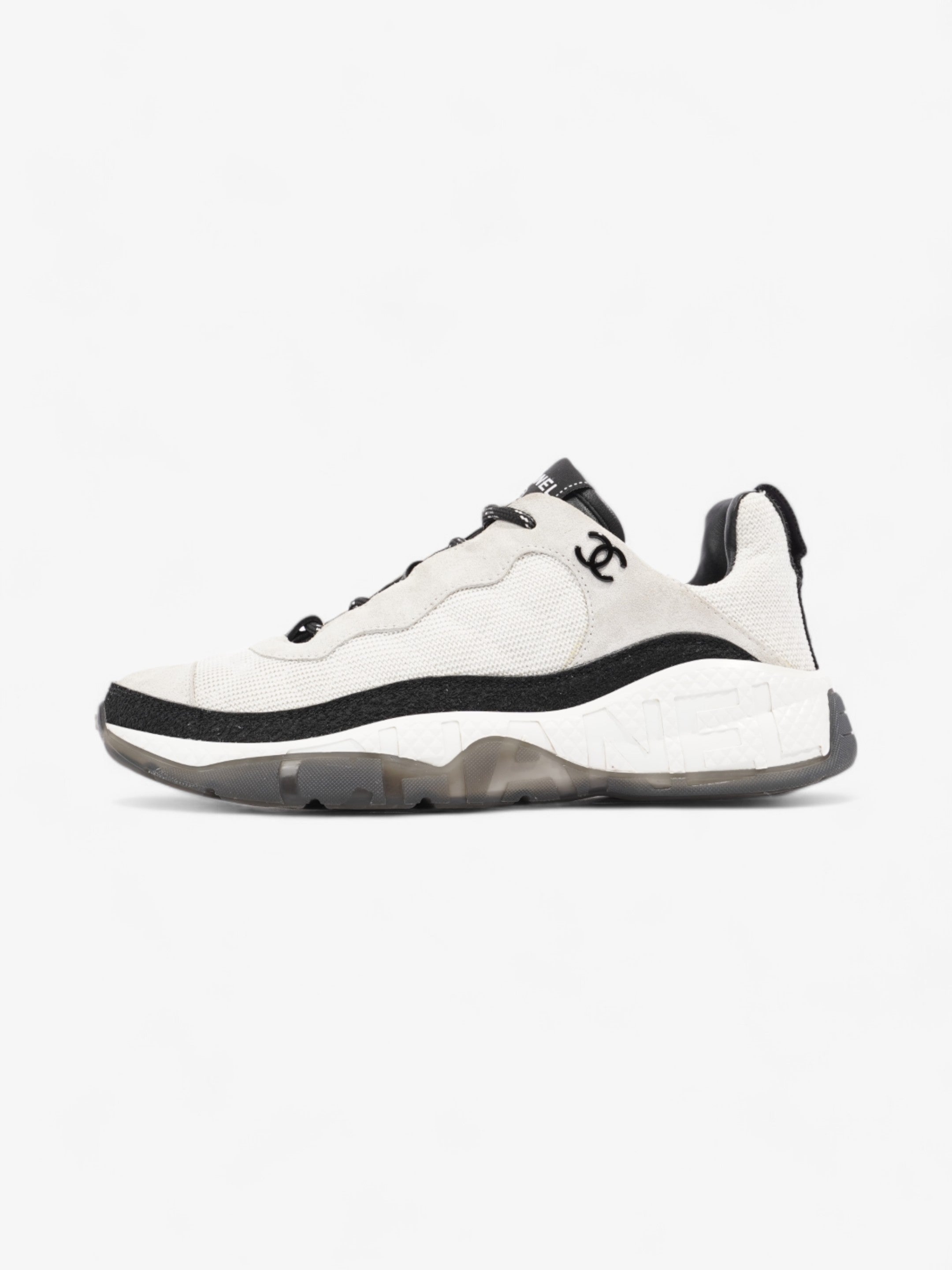 Chanel CC Logo Sneakers  White / Black Mesh EU 38.5 UK 5.5