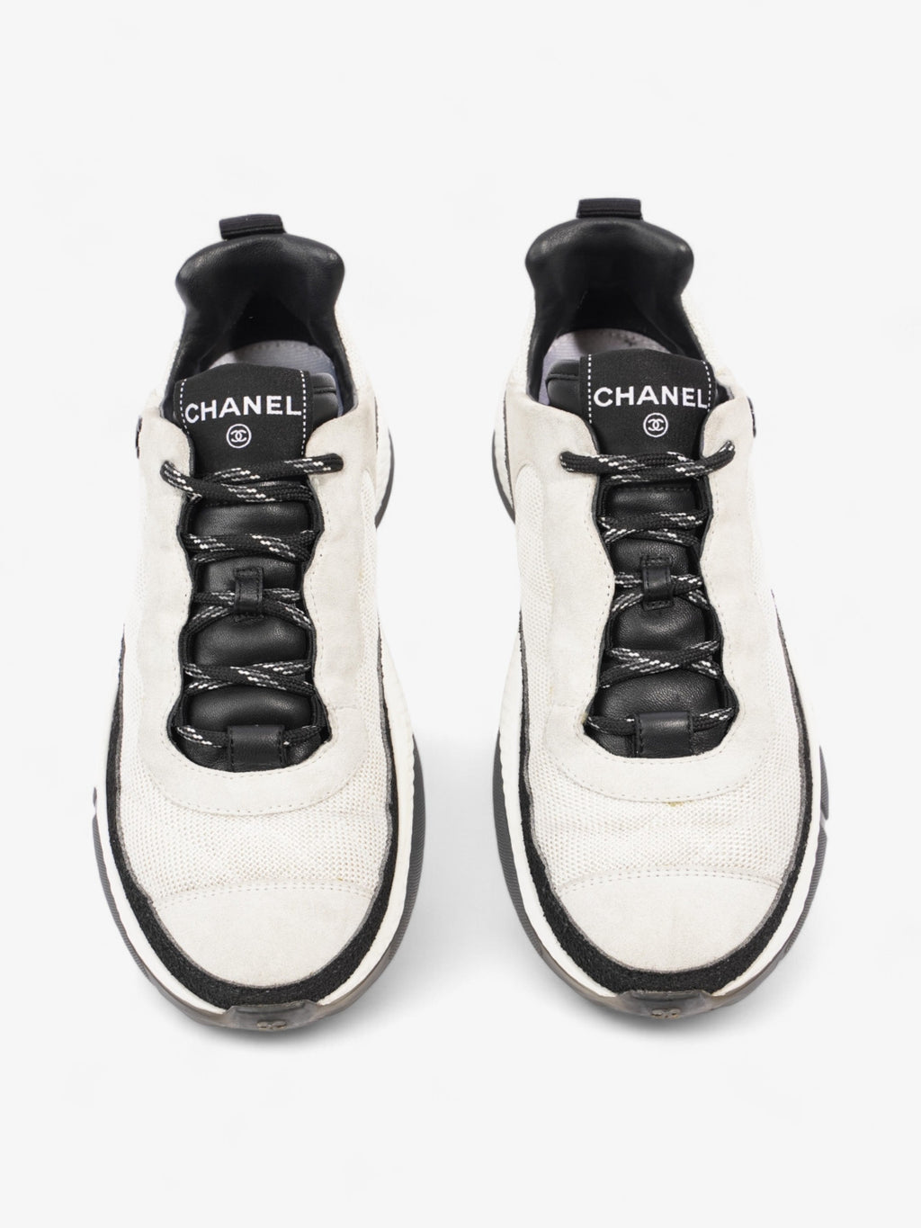 Chanel CC Logo Sneakers  White / Black Mesh EU 38.5 UK 5.5