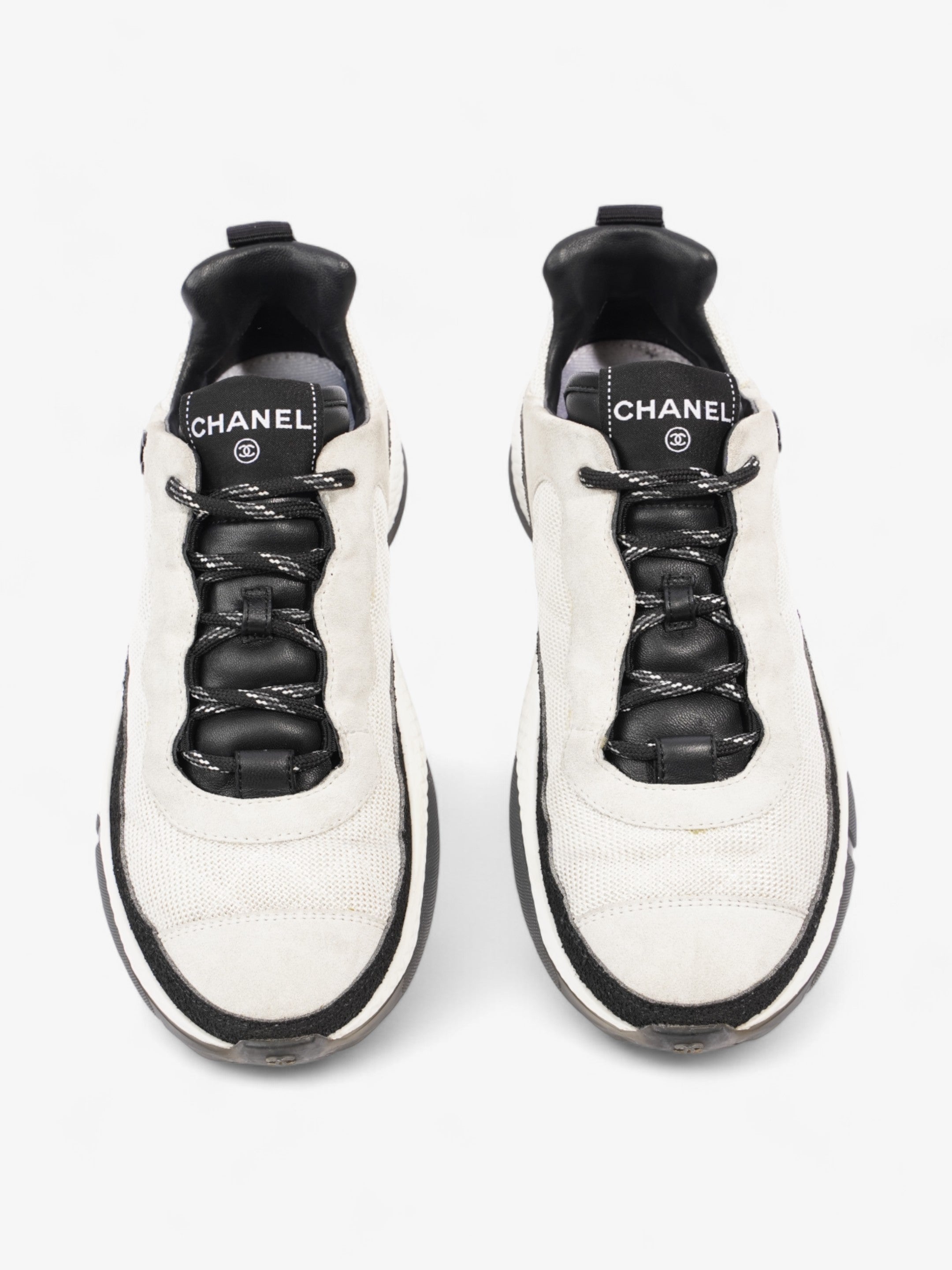 Chanel CC Logo Sneakers  White / Black Mesh EU 38.5 UK 5.5