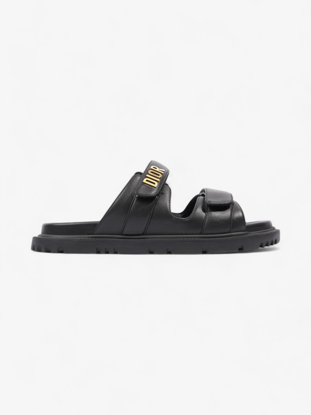 Christian Dior Dioract Sandals Black / Gold Leather EU 41 UK 8