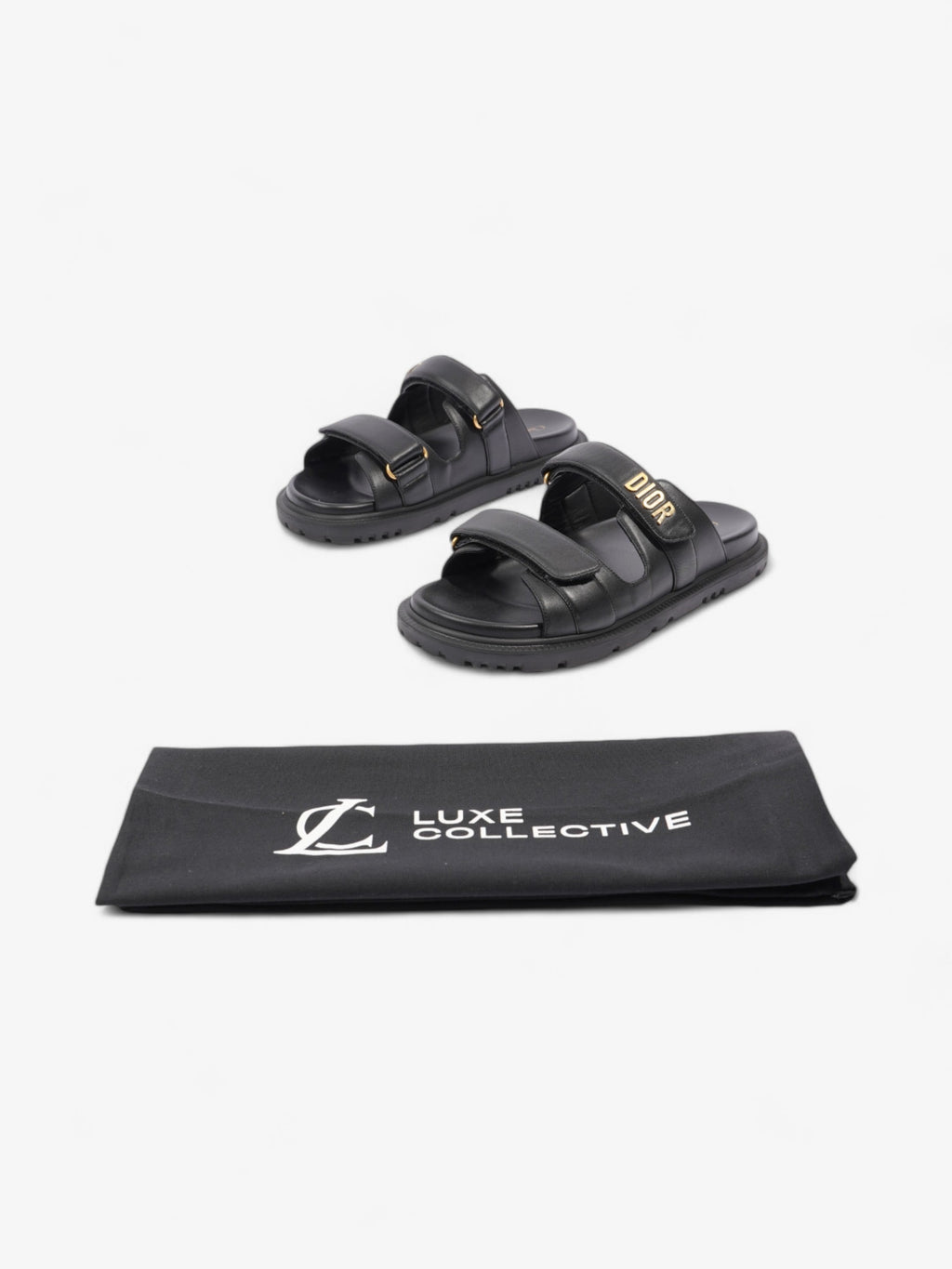 Christian Dior Dioract Sandals Black / Gold Leather EU 41 UK 8