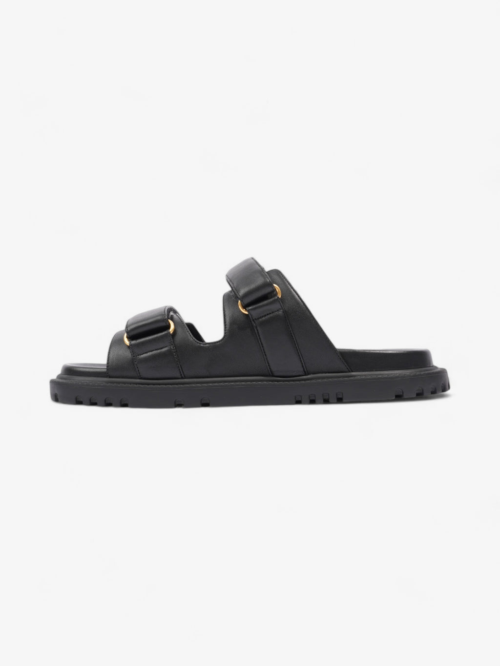 Christian Dior Dioract Sandals Black / Gold Leather EU 41 UK 8