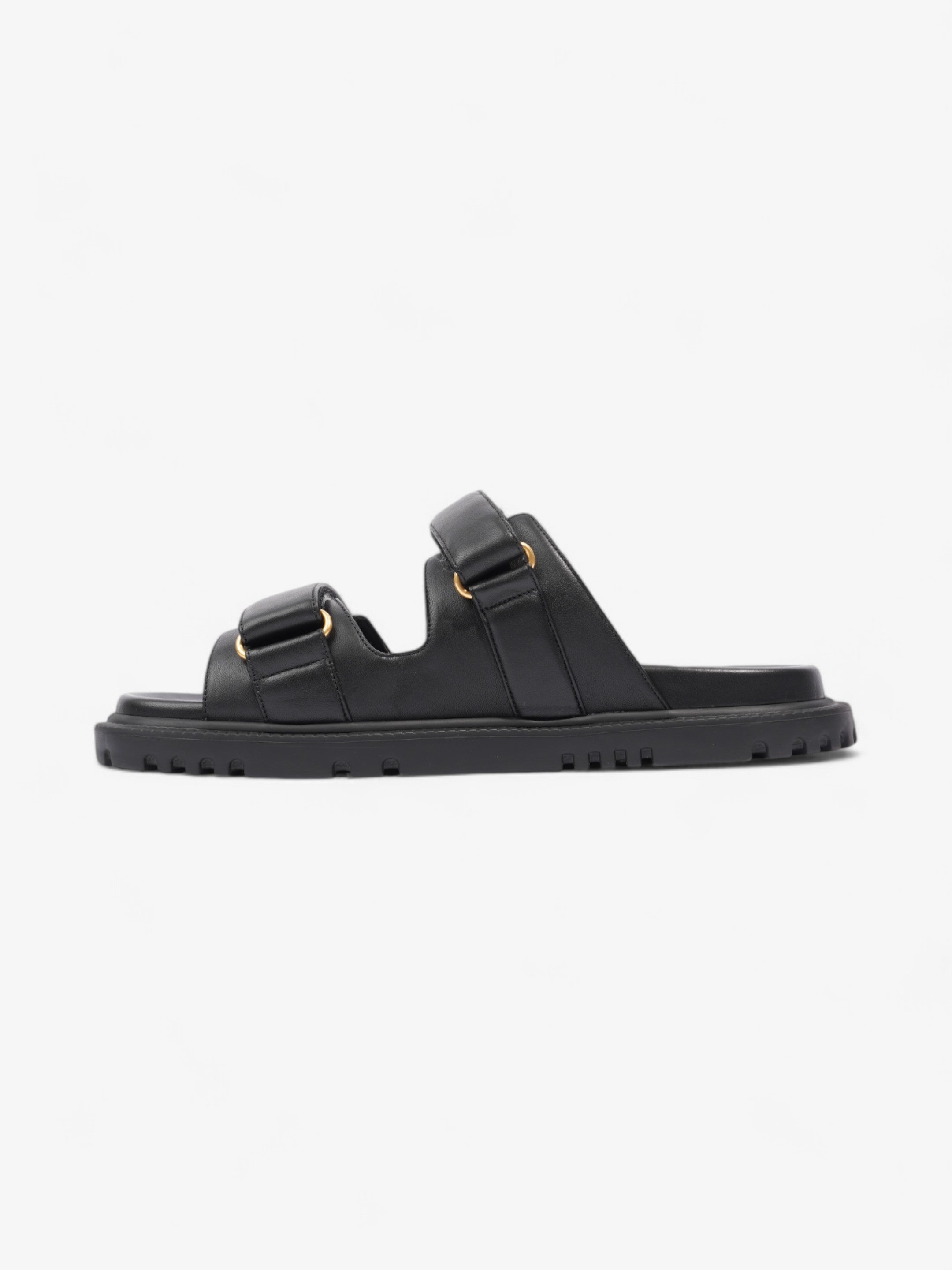 Christian Dior Dioract Sandals Black / Gold Leather EU 41 UK 8