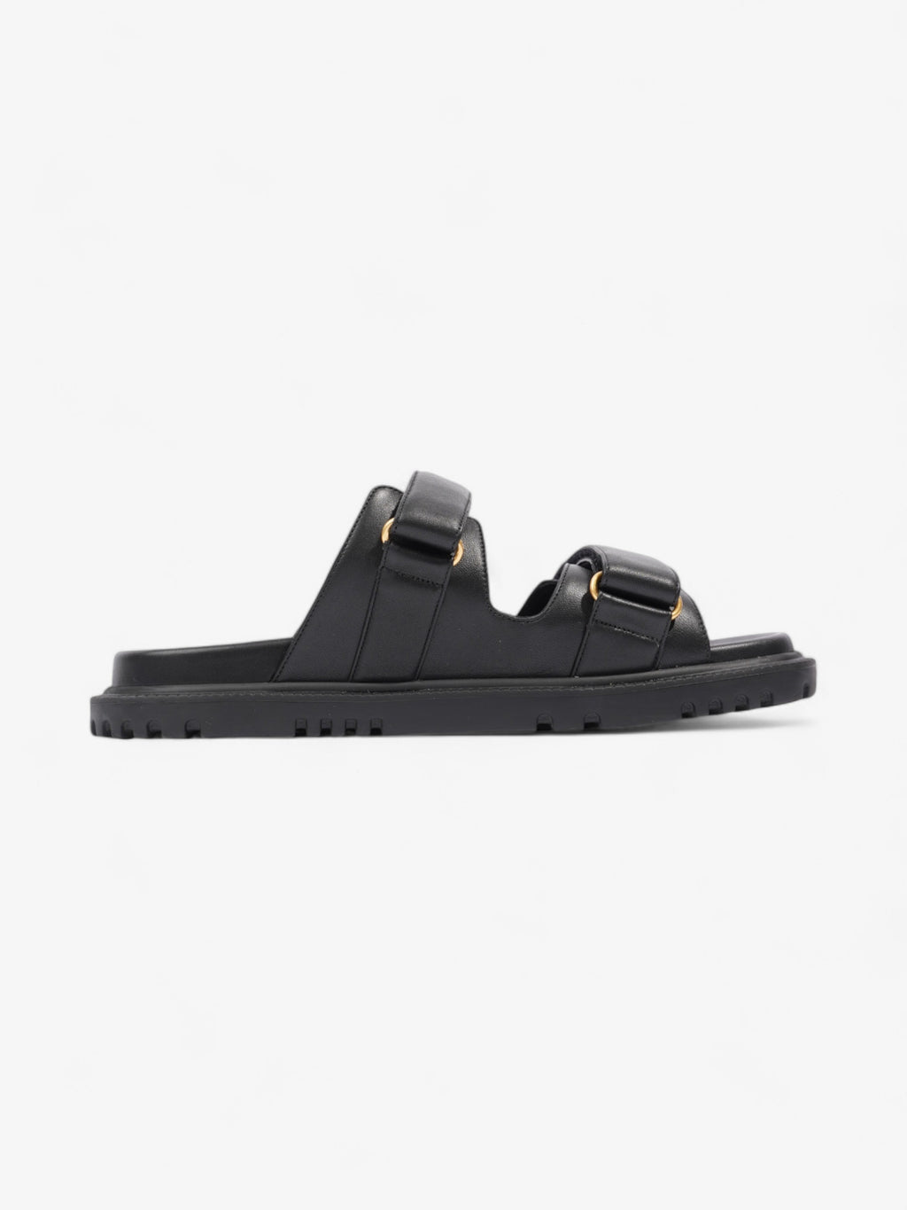 Christian Dior Dioract Sandals Black / Gold Leather EU 41 UK 8