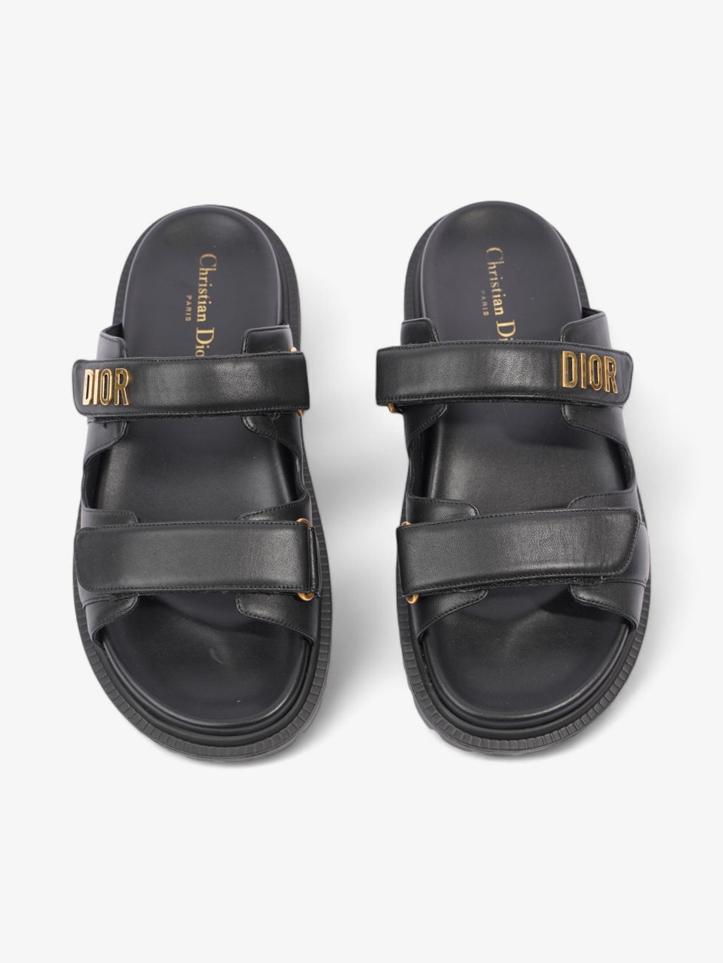Christian Dior Dioract Sandals Black / Gold Leather EU 41 UK 8