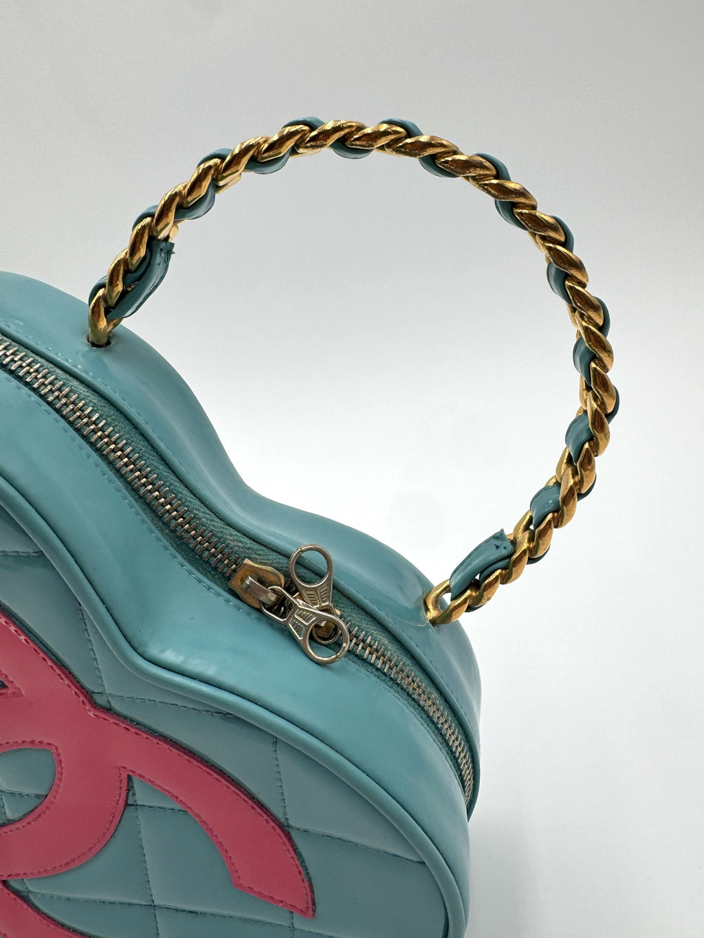 Chanel 1995 Vintage Barbie Blue & Pink Heart Vanity Bag