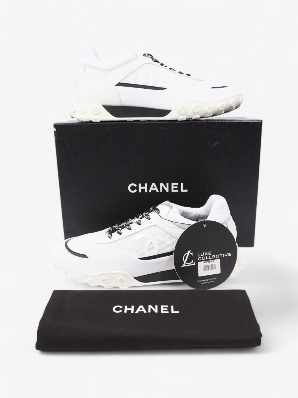 Chanel CC Sneakers White  / Black Mesh EU 42 UK 8
