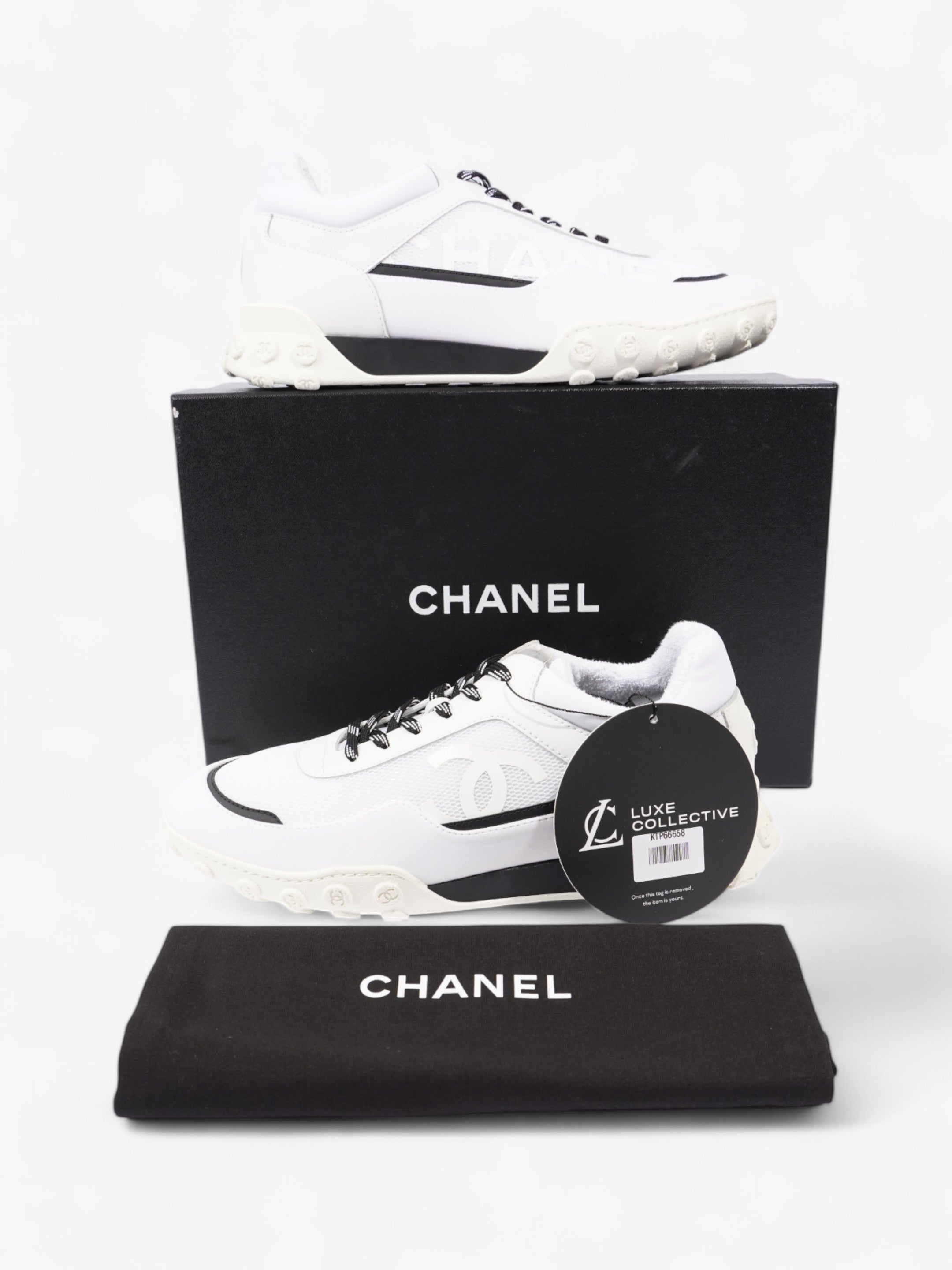 Chanel CC Sneakers White  / Black Mesh EU 42 UK 8