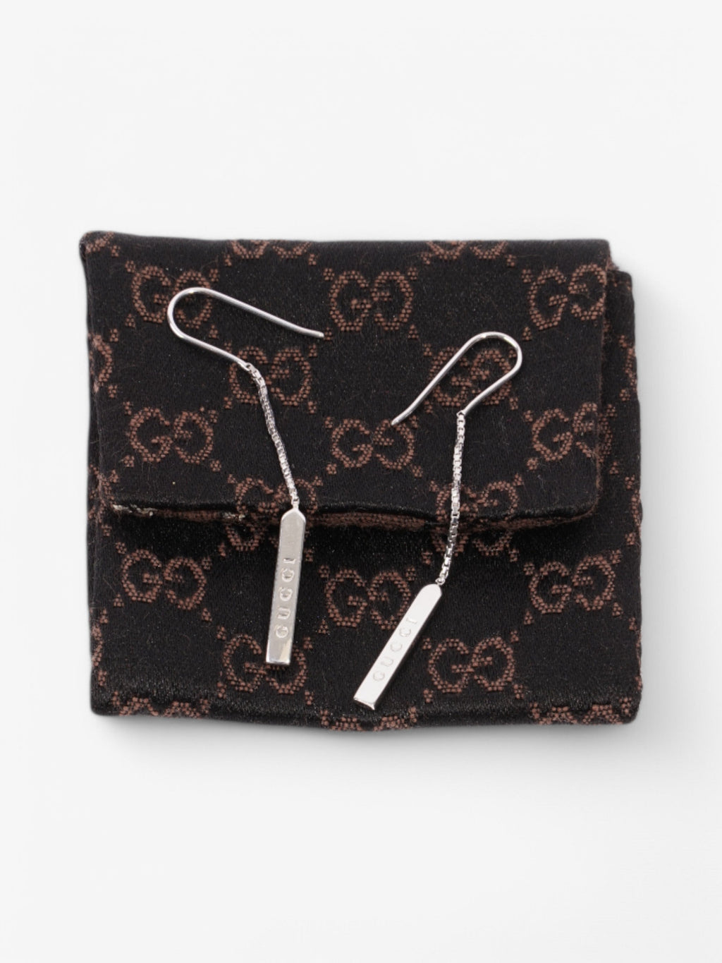 Gucci Trademark Drop Earrings White Gold White Gold