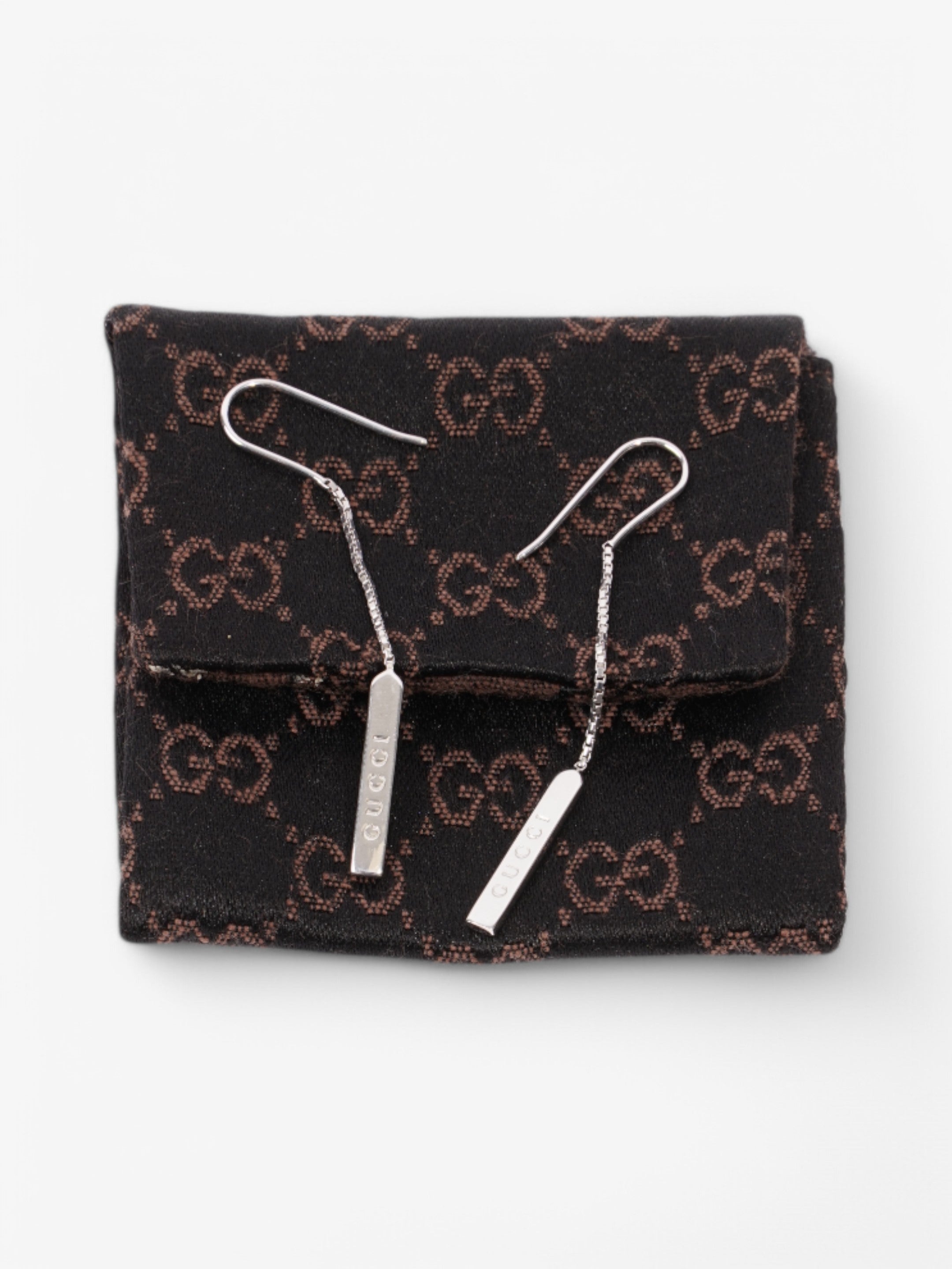 Gucci Trademark Drop Earrings White Gold White Gold