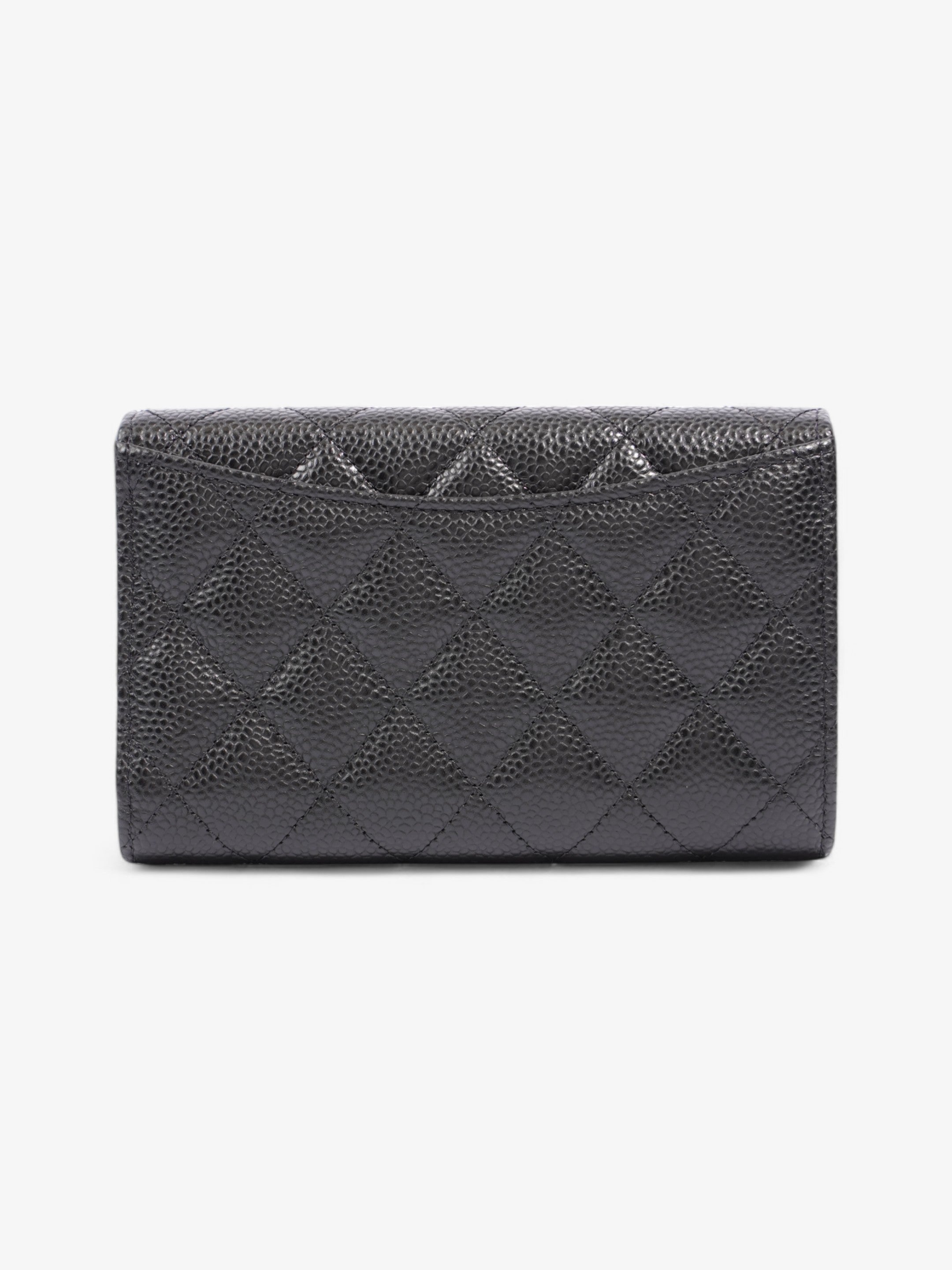 Chanel Classic Flap Wallet Black / Silver Caviar Leather Medium