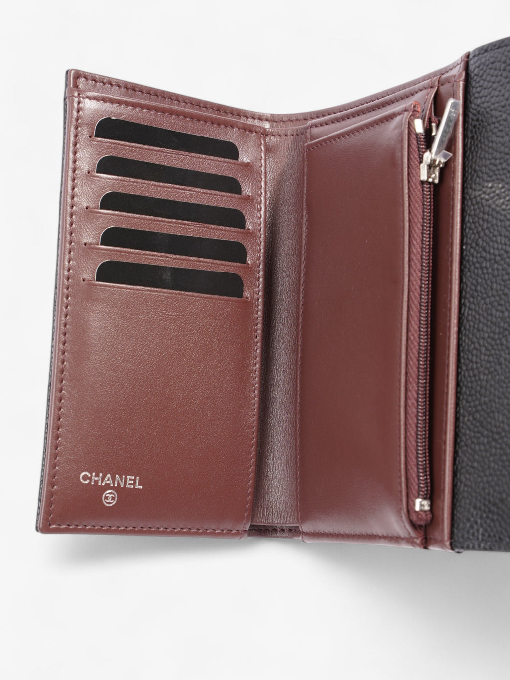 Chanel Classic Flap Wallet Black / Silver Caviar Leather Medium