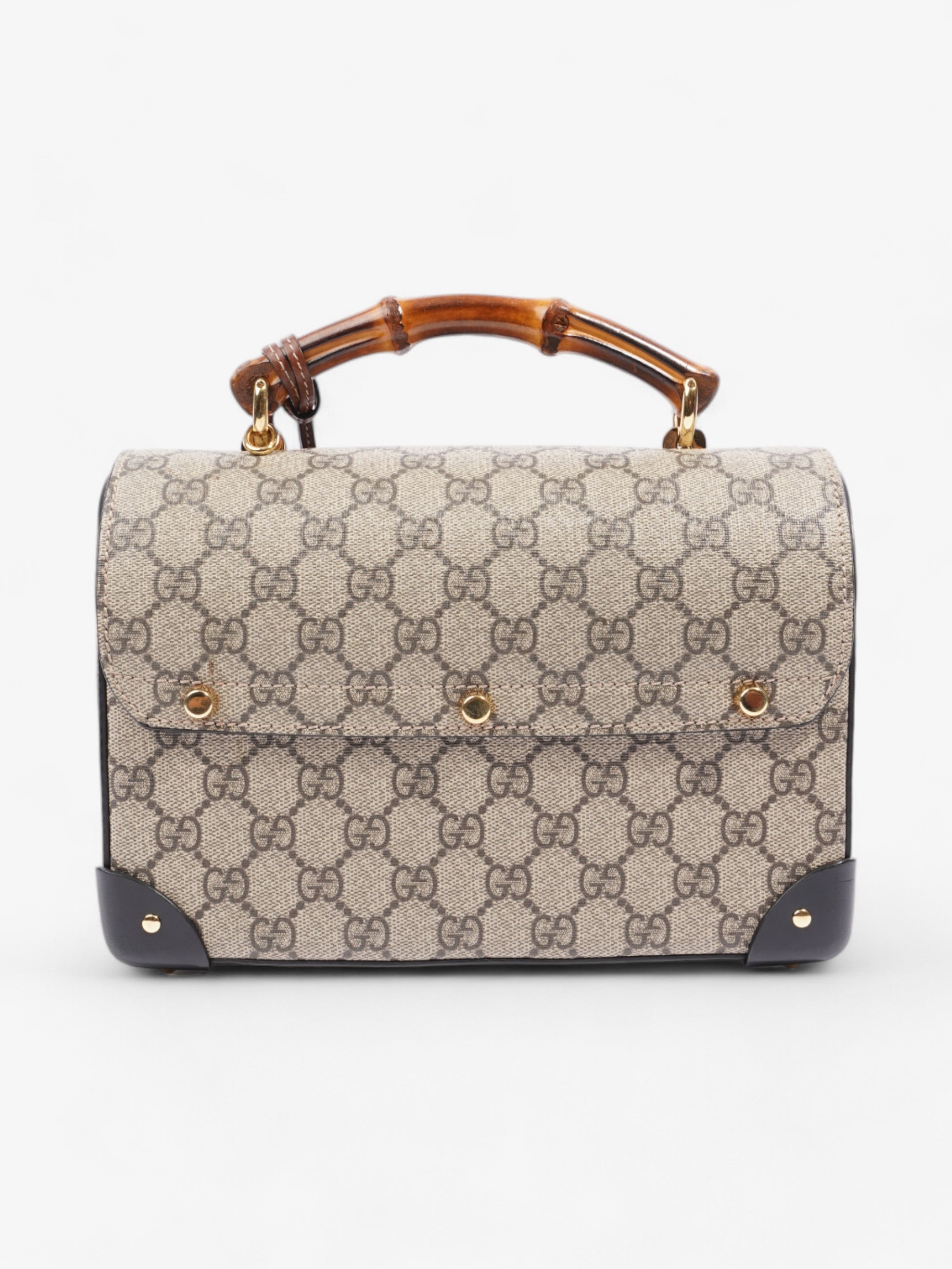 Gucci Bamboo Padlock Bag GG Supreme / Black / Brown Coated Canvas