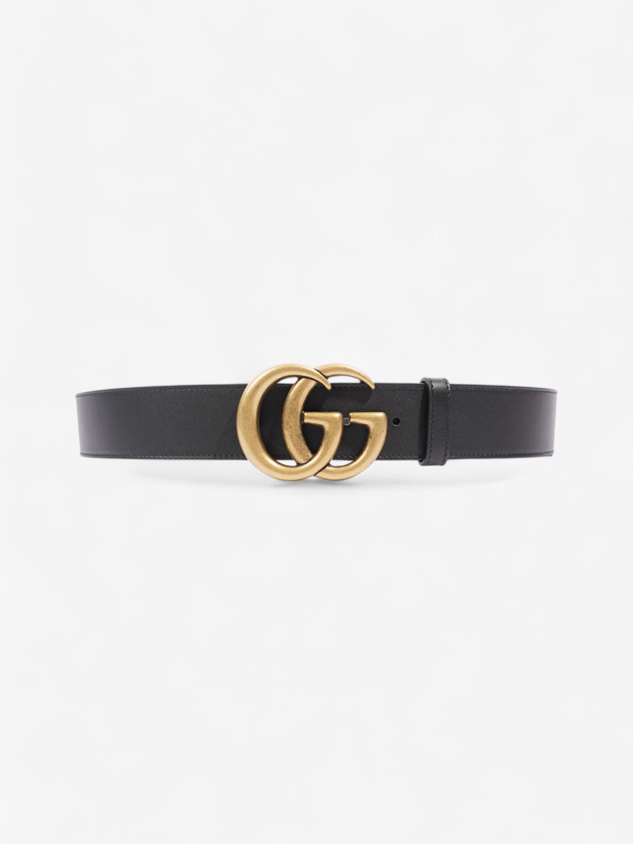 Gucci GG Marmont Wide Belt Black / Gold Leather 95cm / 38"