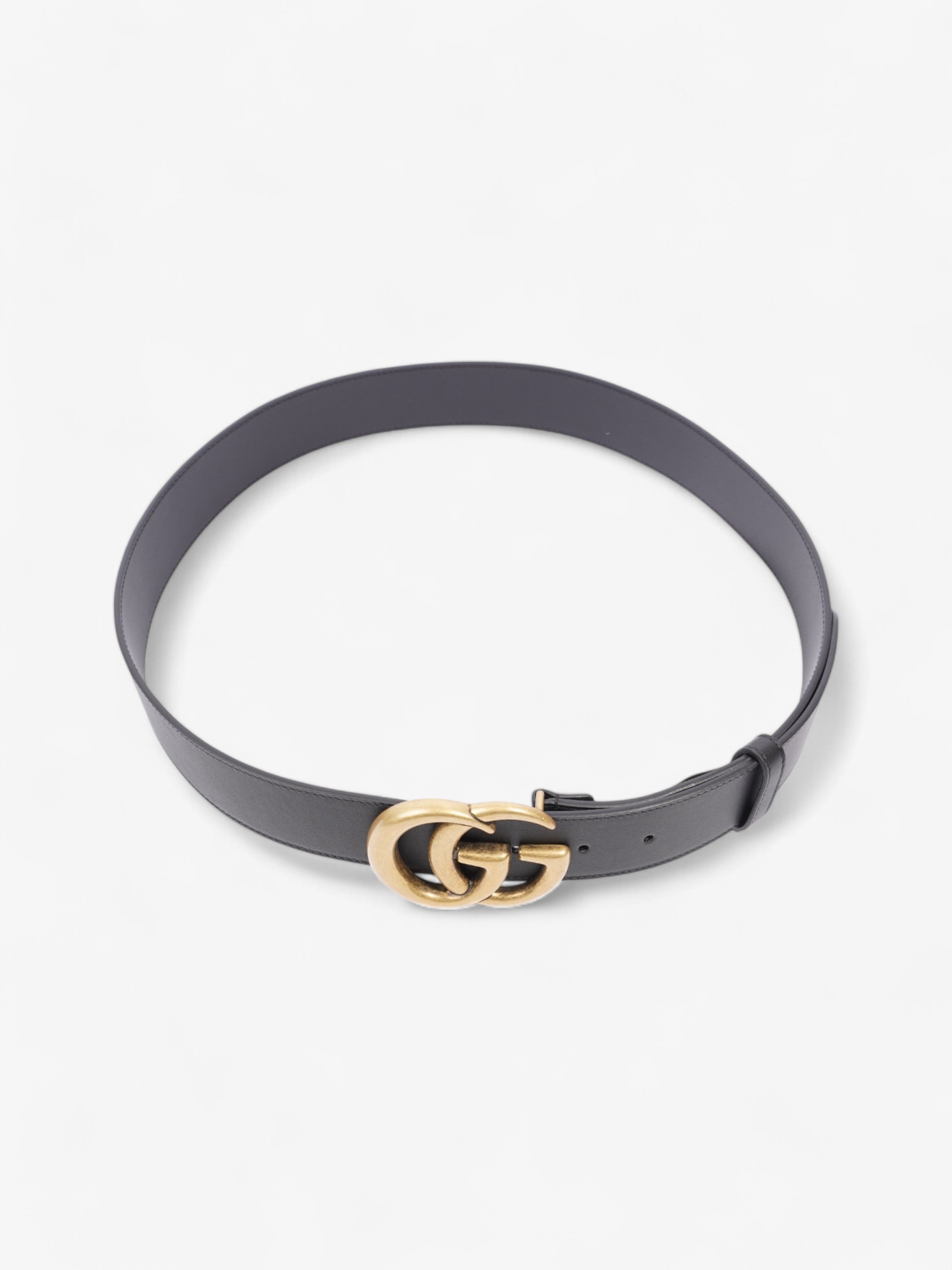Gucci GG Marmont Wide Belt Black / Gold Leather 95cm / 38"