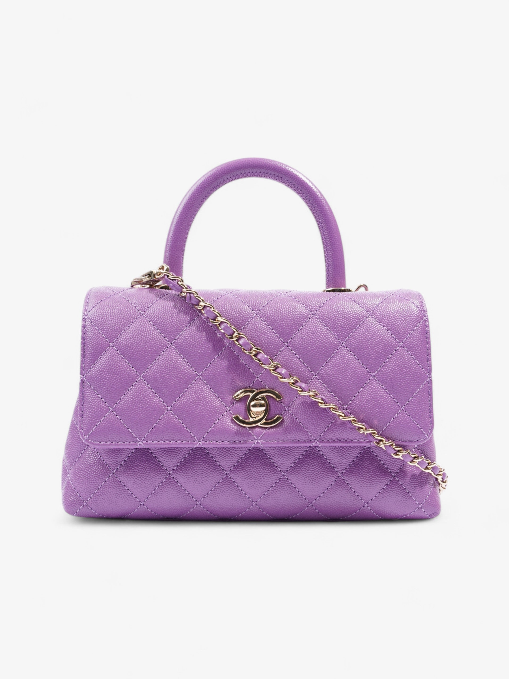 Chanel Coco Handle Flap Purple Caviar Leather Mini