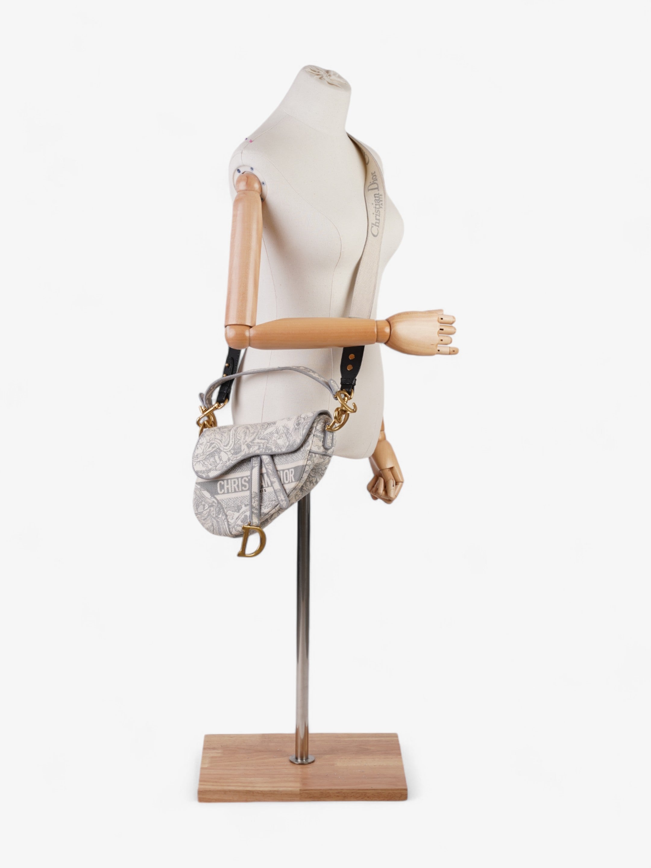 Christian Dior Saddle Bag Grey Oblique Cotton