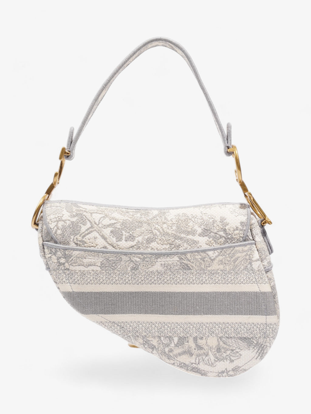Christian Dior Saddle Bag Grey Oblique Cotton